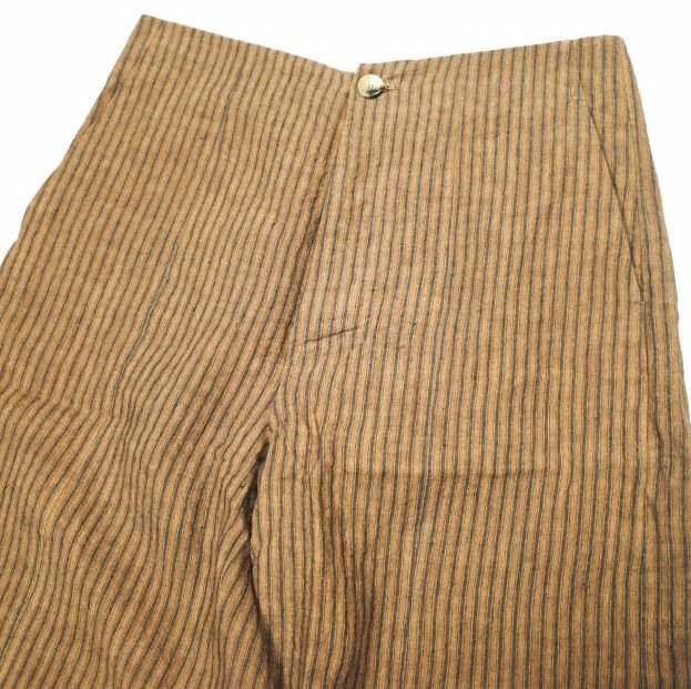 Omar Afridi オマールアフリディ イギリス製 KAKISHIBU STRIPES LINEN SLACK SHORTS 柿渋染めストライプ リネンショーツ OA-SS20-TRS-104-02 S Brown ショートパンツ 定価63,800円 ボトムス【新古品】【中古】【Omar Afridi】 新品 Omar Afridi オマールアフリディ イギリス製 KAKISHIBU STRIPES