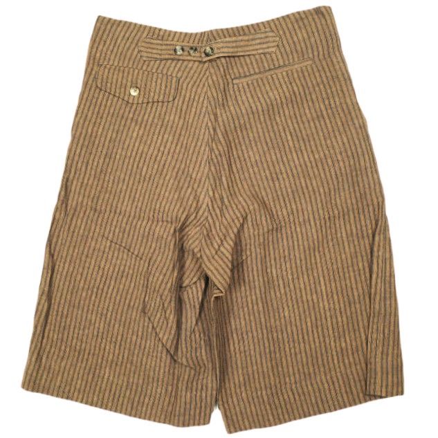 Omar Afridi オマールアフリディ イギリス製 KAKISHIBU STRIPES LINEN SLACK SHORTS 柿渋染めストライプ リネンショーツ OA-SS20-TRS-104-02 L Brown ショートパンツ 定価63,800円 ボトムス【新古品】【中古】【Omar Afridi】 新品 Omar Afridi オマールアフリディ イギリス製 KAKISHIBU STRIPES