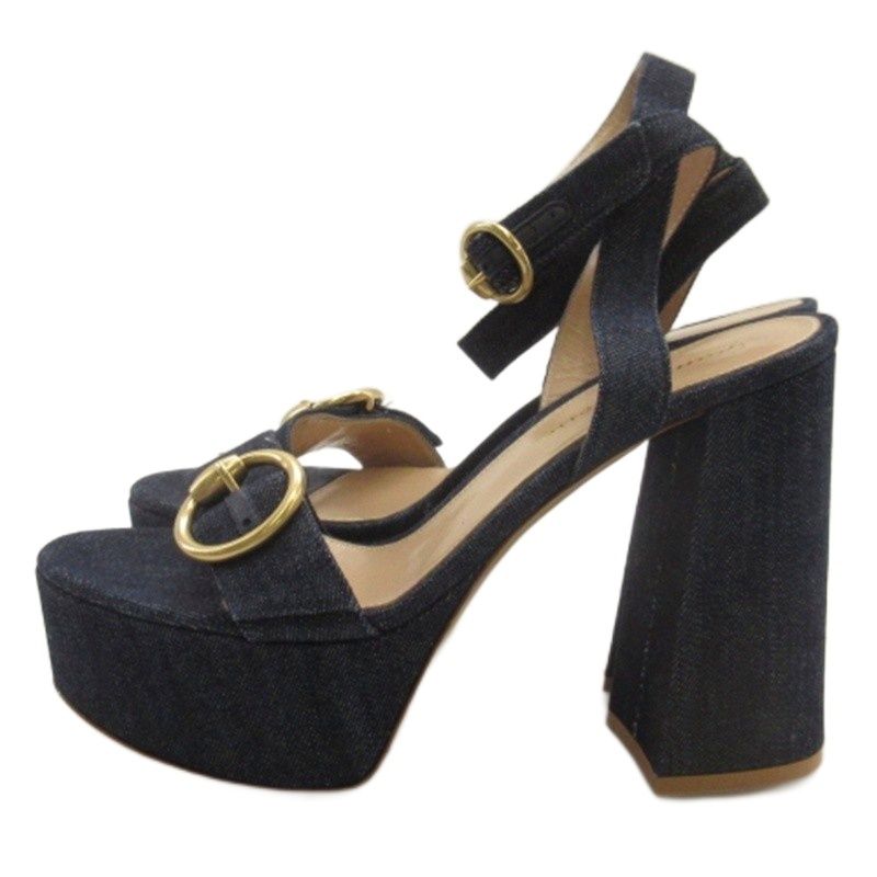ジャンヴィトロッシ Gianvito Rossi デニム サンダル インディゴ 37