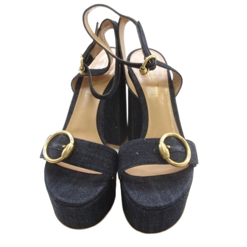 ジャンヴィトロッシ Gianvito Rossi デニム サンダル インディゴ 37