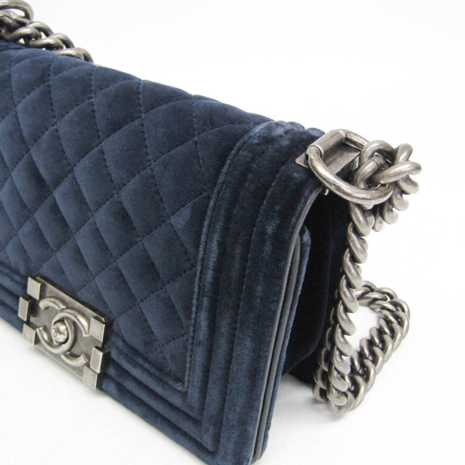CHANEL シャネル ボーイシャネル チェーンショルダー ベルベット ブルー シャネル(Chanel) ボーイ・シャネル チェーンショルダーバッグ