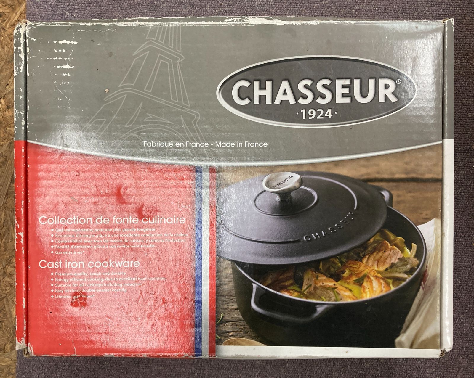 〇未使用 シャスール（Chasseur）24cm 鋳物ホーロー鍋 ココット 両手鍋