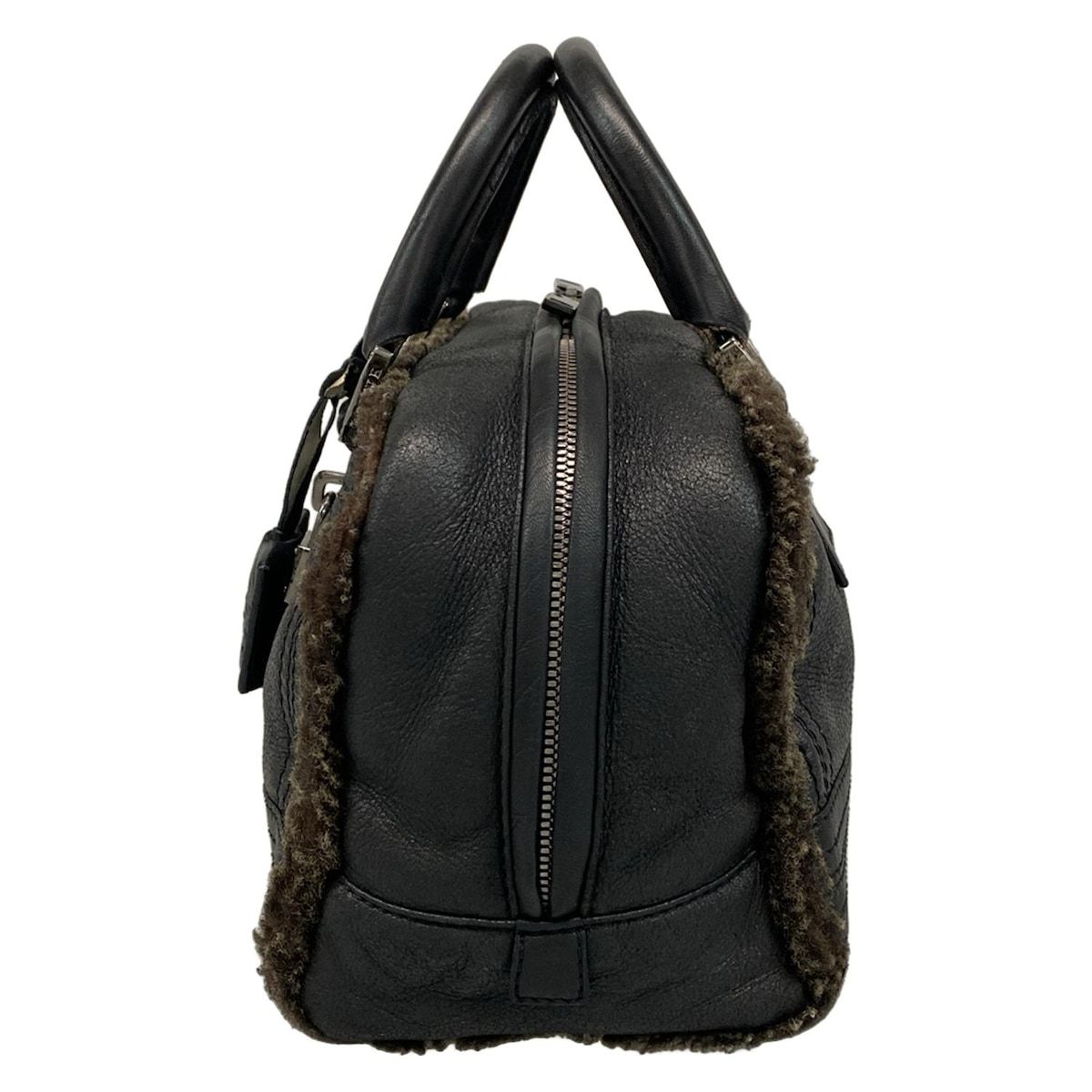 LOEWE】ロエベ アマソナ28 ムートン ハンドバッグ 黒 錠 鍵 