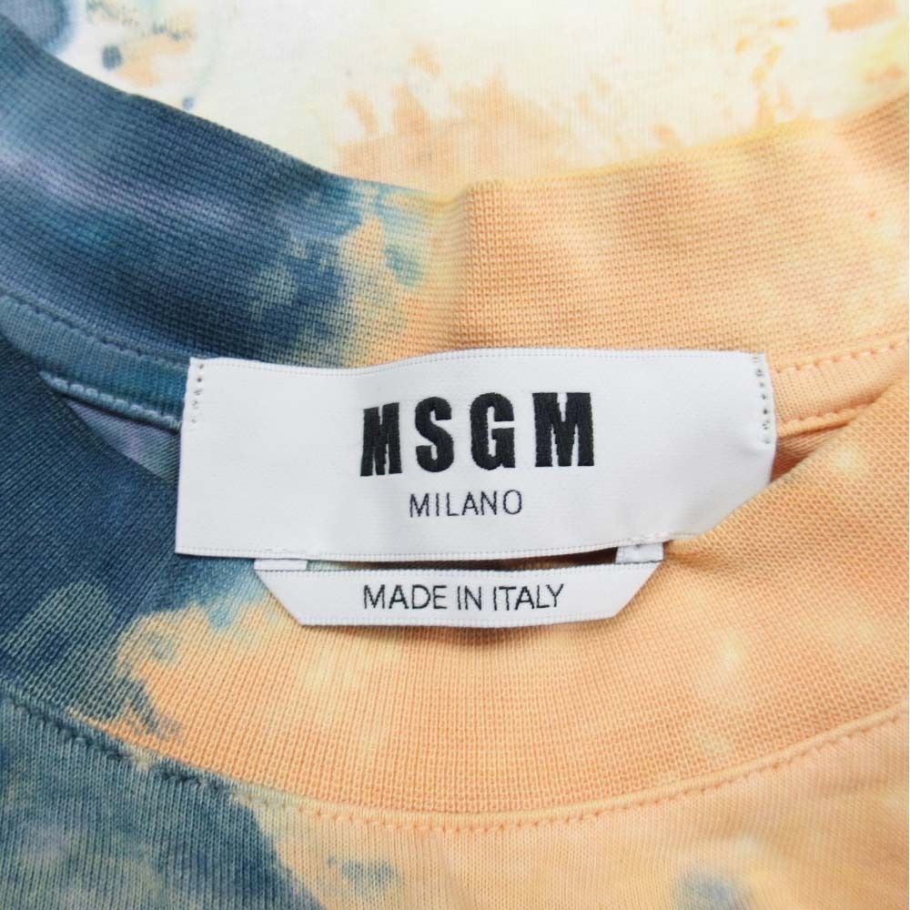 美品 20ss MSGM エムエスジーエム タイダイ ロゴプリント Tシャツ オーバーサイズ 半袖 カットソー XS 白 マルチカラー メンズ レディース 古着 中古 USED 美品 20ss MSGM エムエスジーエム タイダイ ロゴプリント Tシャツ