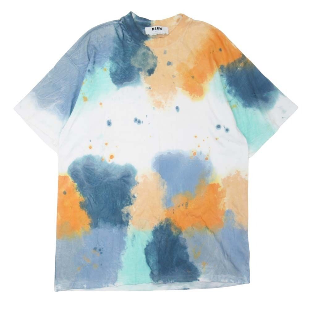 美品 20ss MSGM エムエスジーエム タイダイ ロゴプリント Tシャツ オーバーサイズ 半袖 カットソー XS 白 マルチカラー メンズ レディース 古着 中古 USED 美品 20ss MSGM エムエスジーエム タイダイ ロゴプリント Tシャツ