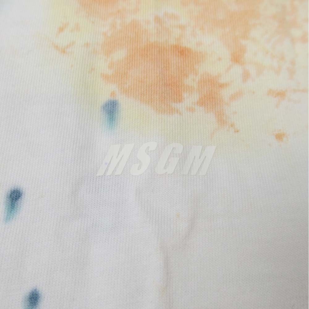 美品 20ss MSGM エムエスジーエム タイダイ ロゴプリント Tシャツ オーバーサイズ 半袖 カットソー XS 白 マルチカラー メンズ レディース 古着 中古 USED MSGM（エムエスジーエム） MSGM Tシャツ 半袖 トップス ブラック