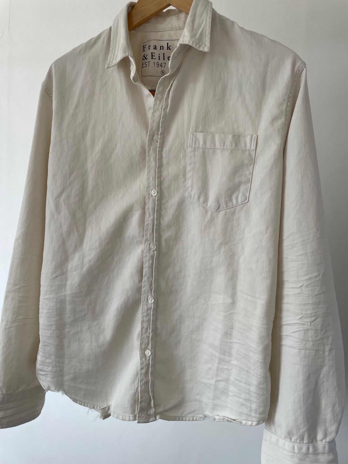 【美品】Frank&Eileen LUKE/ST WCD ダメージ加工 白シャツ 美品】USA製 Frank&Eileen LUKE/ST WCD ダメージ加工 フランク