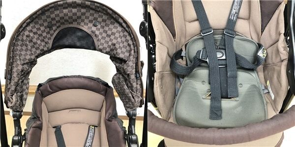 ss8529　コンビ A型ベビーカー 4輪 対面式 ブラウンジルコン 折りたたみ 自立 combi XY-500 ホワイトレーベル ディアクラッセ 茶 オート4キャス 1か月～ バスケット付 ベビーカー 中古 ss8529 【中古】 コンビ A型ベビーカー 4輪 対面式 ブラウンジルコン