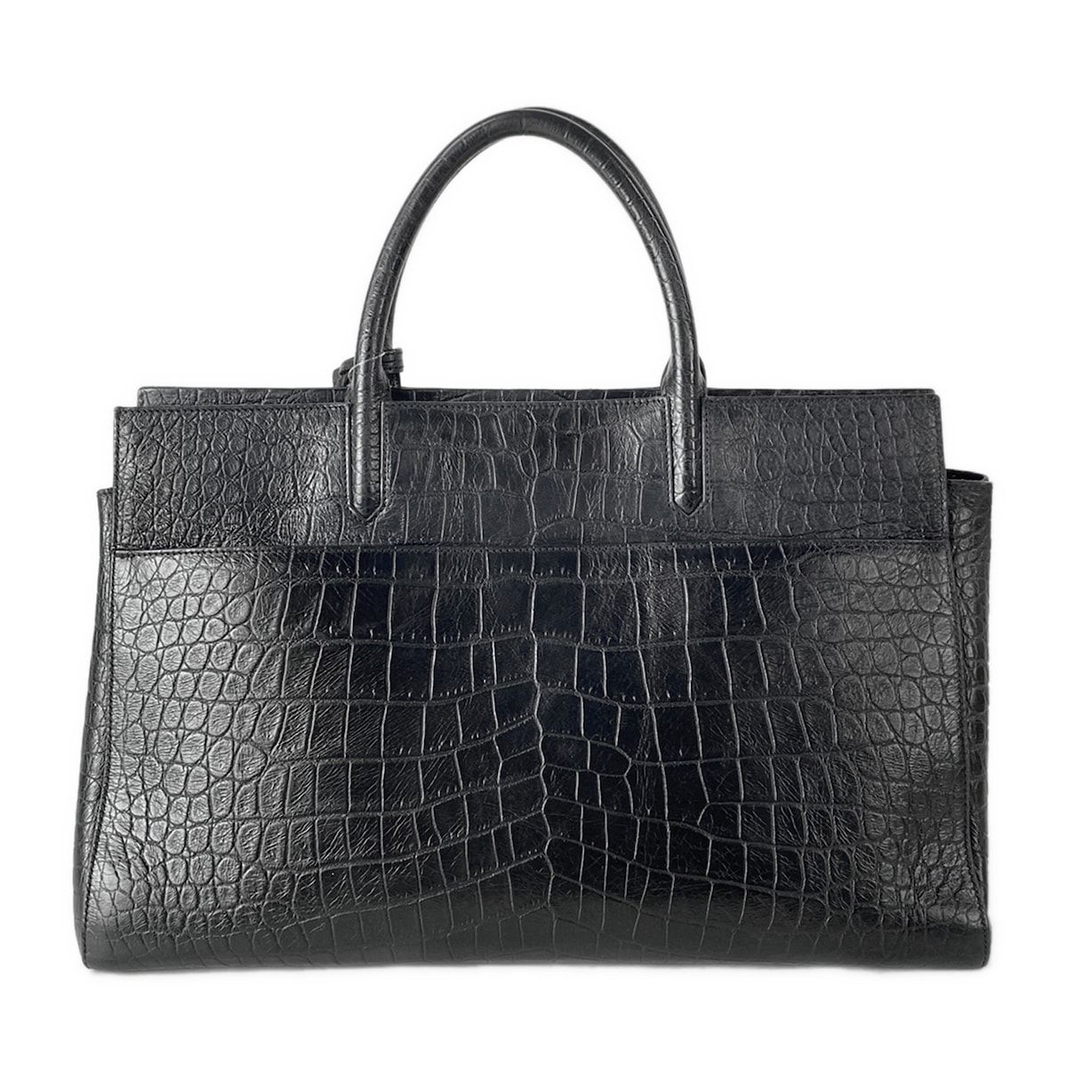 ■美品■サンローラン　ハンドバッグ　カバリヴゴーシュ　クロコ型押し　ブラック SAINT LAURENT サンローラン カバ リヴゴーシュ クロコ型押し 400413