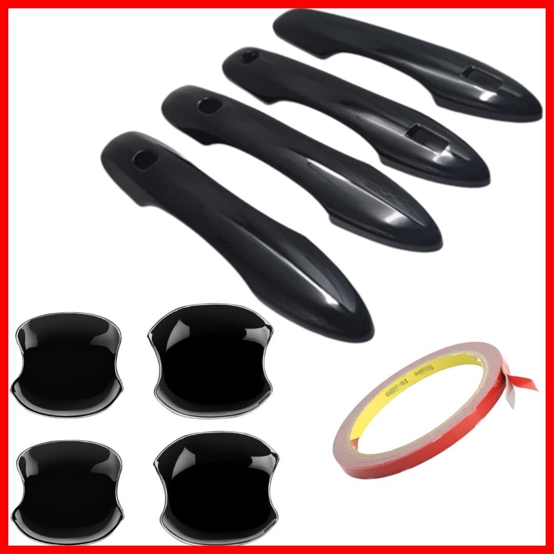 (ドアカバー＆プロテクター 予備の車両用両面テープ付 セット プロテクター ドアハンドルカバー ピアノブラック) 対応 10系 シエンタ 新型