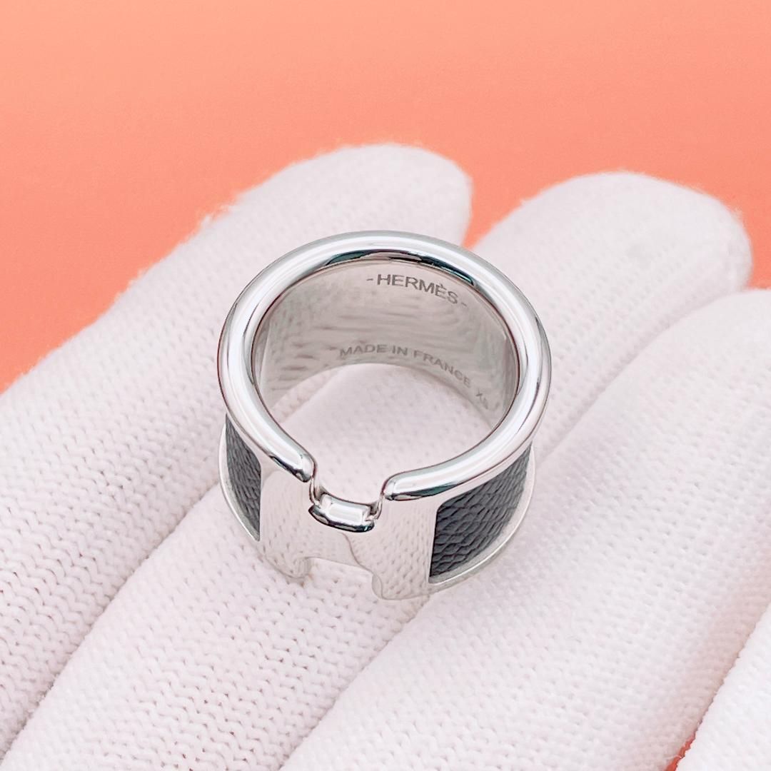 ◇エルメス◇HERMES オランプ GM リング XSサイズ レザー × メタル