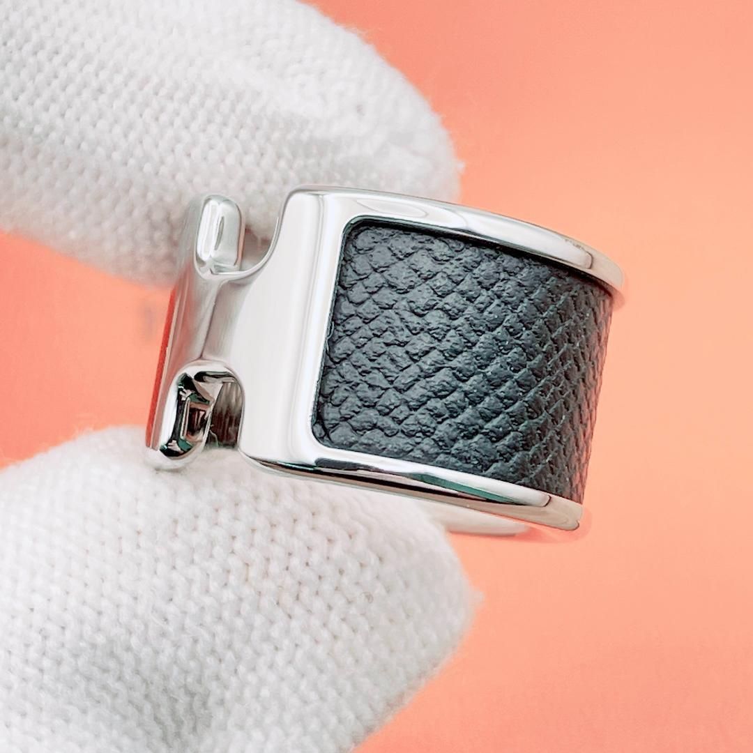 ◇エルメス◇HERMES オランプ GM リング XSサイズ レザー × メタル