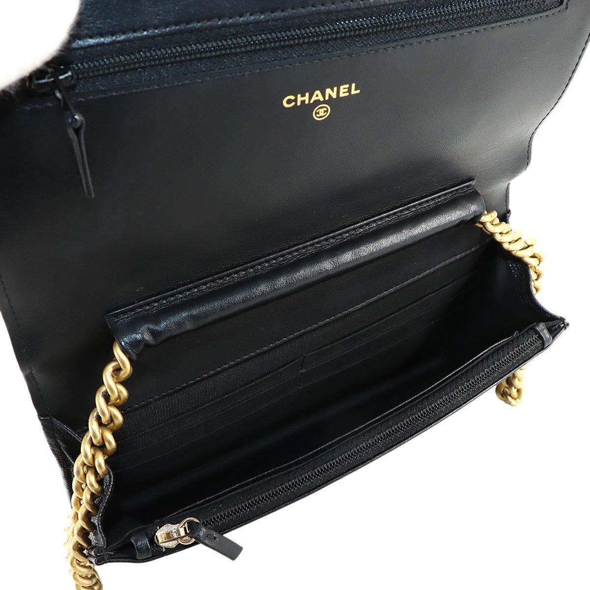 シャネル CHANEL ボーイシャネル チェーン ウォレット 長財布 キャビア