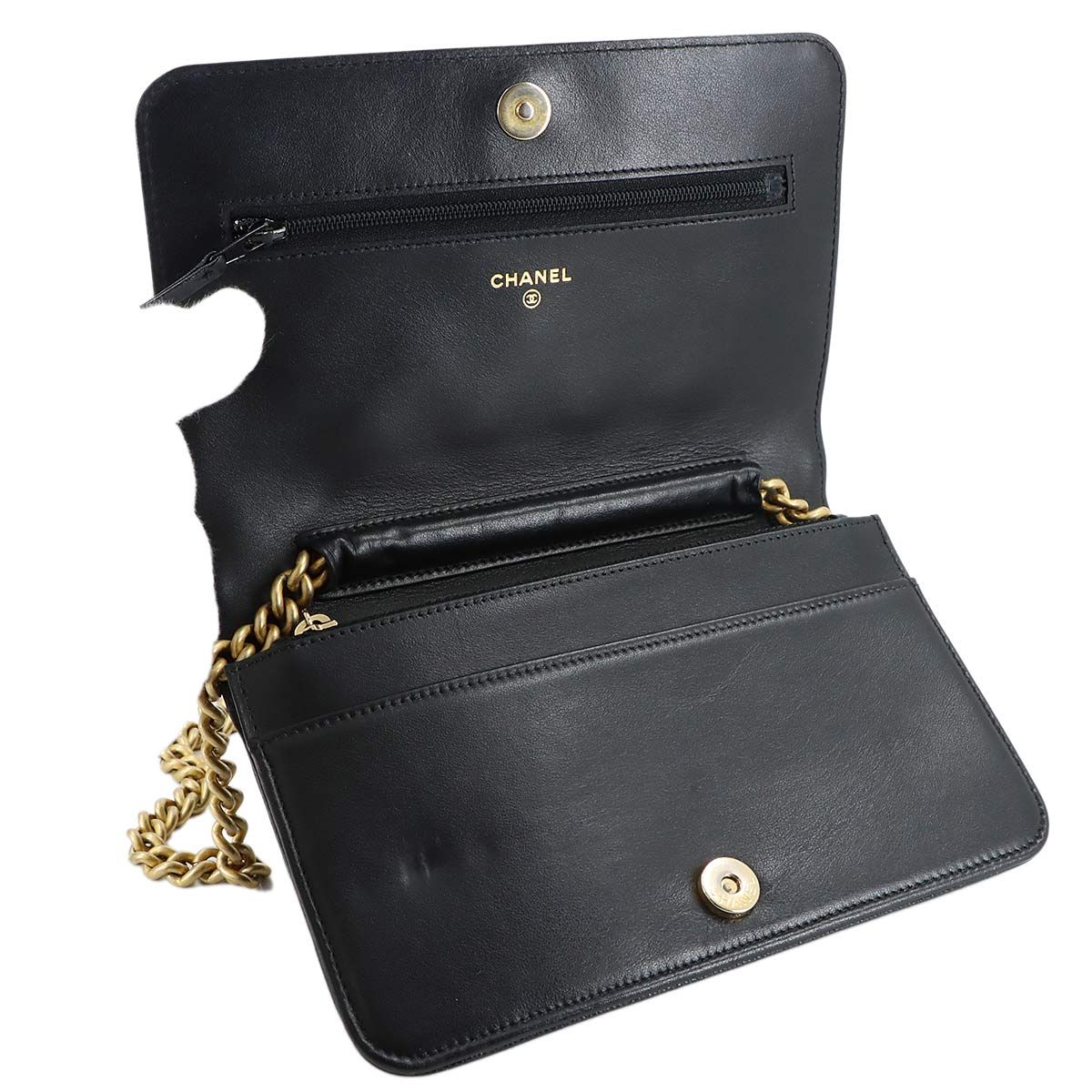シャネル CHANEL ボーイシャネル チェーン ウォレット 長財布 キャビアスキン ブラック AP1117 ゴールド 金具 Chain Wallet 90318872 CHANEL ボーイシャネル チェーン ウォレット 長財布 キャビアスキン