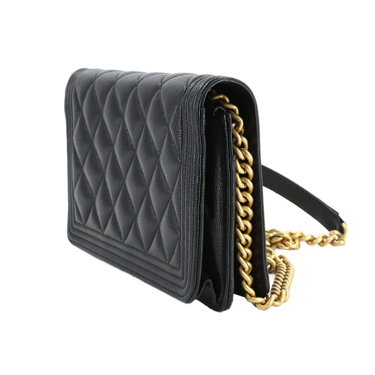新品同様 シャネル CHANEL ボーイシャネル チェーン ウォレット 長財布 キャビアスキン ホワイト AP1117 ゴールド 金具 90316681 CHANEL - 新品同様 シャネル CHANEL ボーイシャネル チェーン