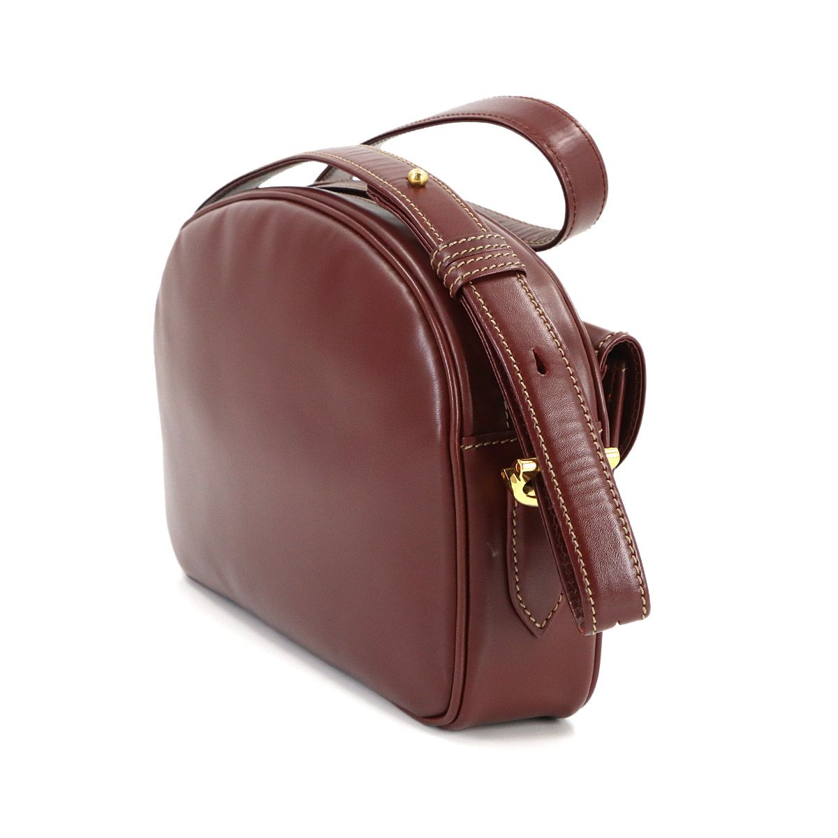 新品同様 カルティエ Cartier マストライン ショルダー バッグ レザー ボルドー ゴールド 金具 Must Line Shoulder Bag 90319959 新品同様 カルティエ Cartier マストライン ショルダー バッグ レザー