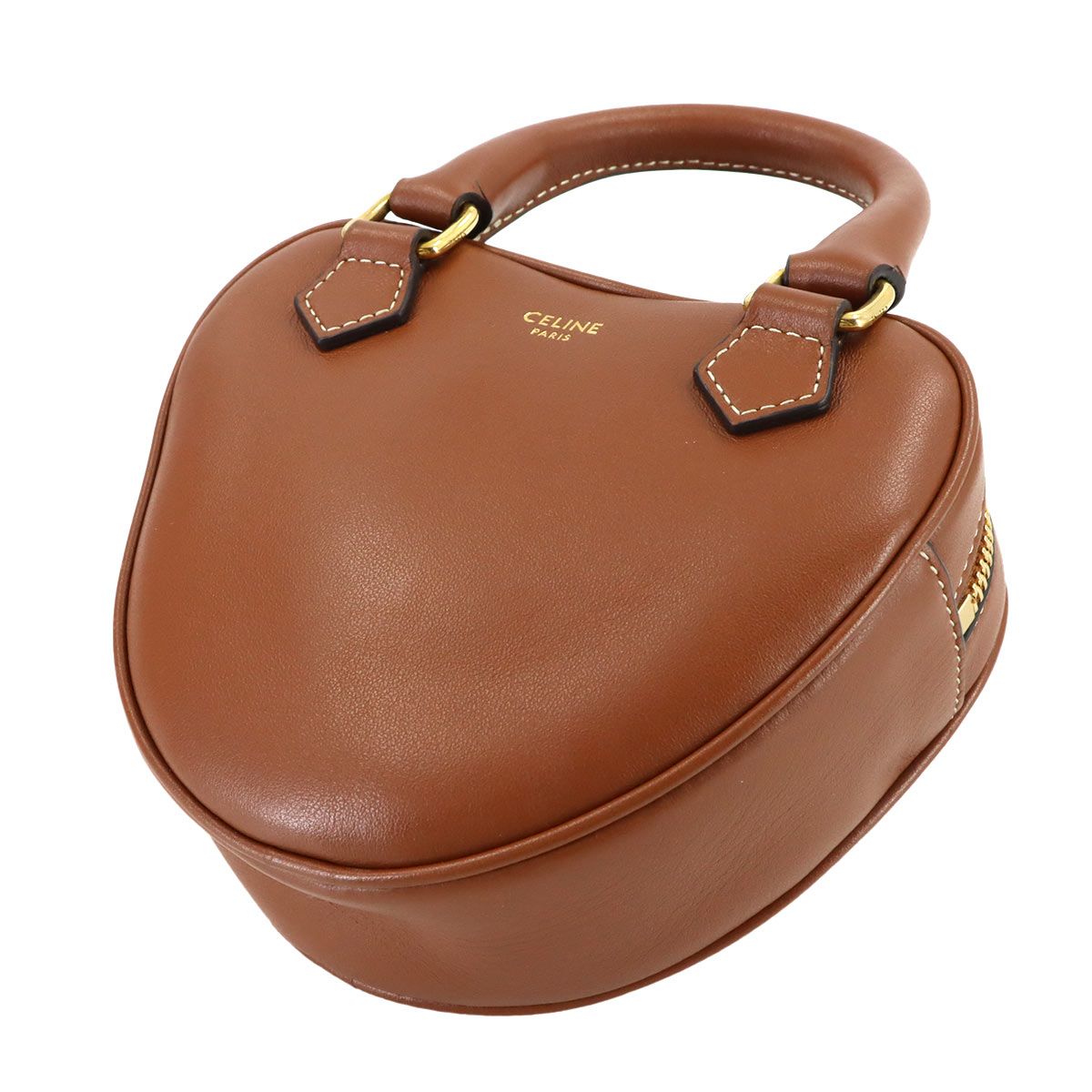 未使用 展示品 セリーヌ CELINE ハート ミディアム 2way ハンド ショルダー バッグ レザー タン ブラウン 198223 90320795 CELINE - 未使用 展示品 セリーヌ CELINE ハート ミディアム 2way