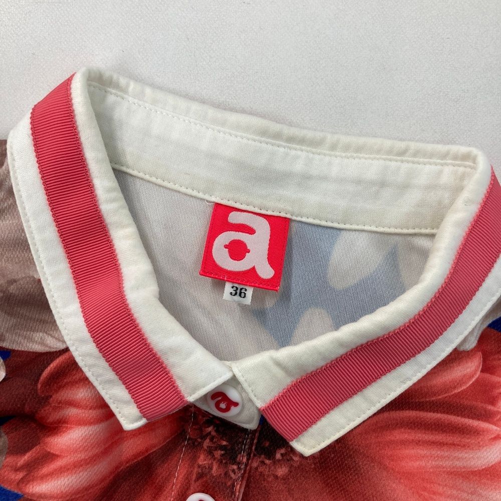 サイズ：36 ARCHIVIO アルチビオ ; ノースリーブポロシャツ 花 総柄