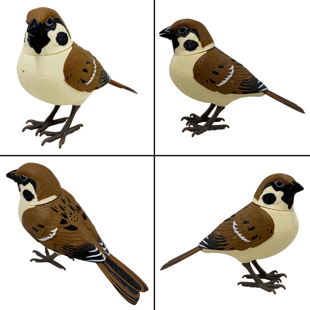 日本の野鳥 music bird スズメ 人感センサー 電動 首振り さえずり