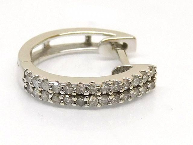 3F 美品 AVALANCHE アヴァランチ アバランチ ■ 片耳用 ダイヤモンド 10K ホワイトゴールド フープピアス 14mm E2226R □ 8D エ1000● 3F 美品 AVALANCHE アヴァランチ アバランチ □ 片耳用 ダイヤモンド
