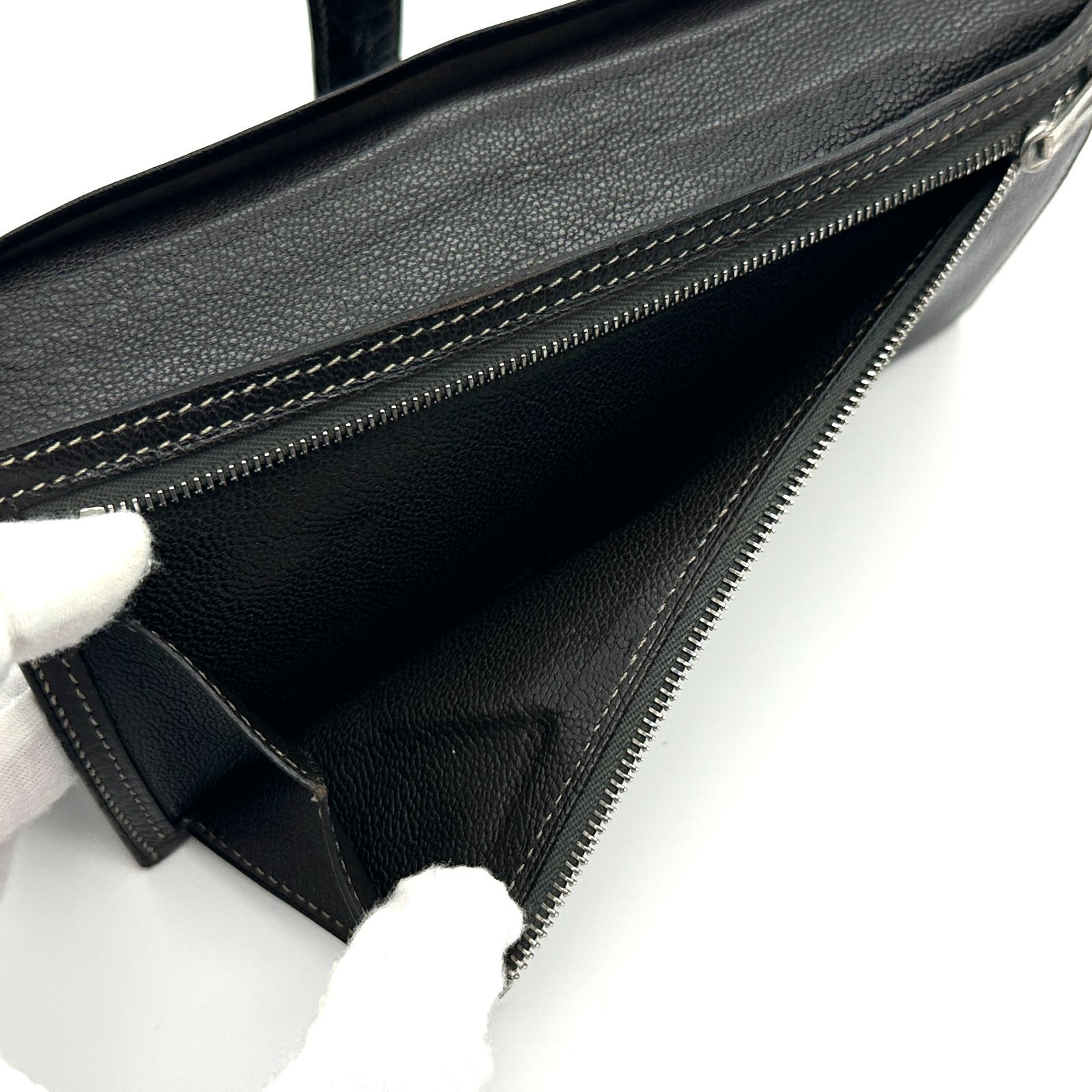 極美品】HERMES べアンクラシック アリゲーター □E ブラウン 長財布 