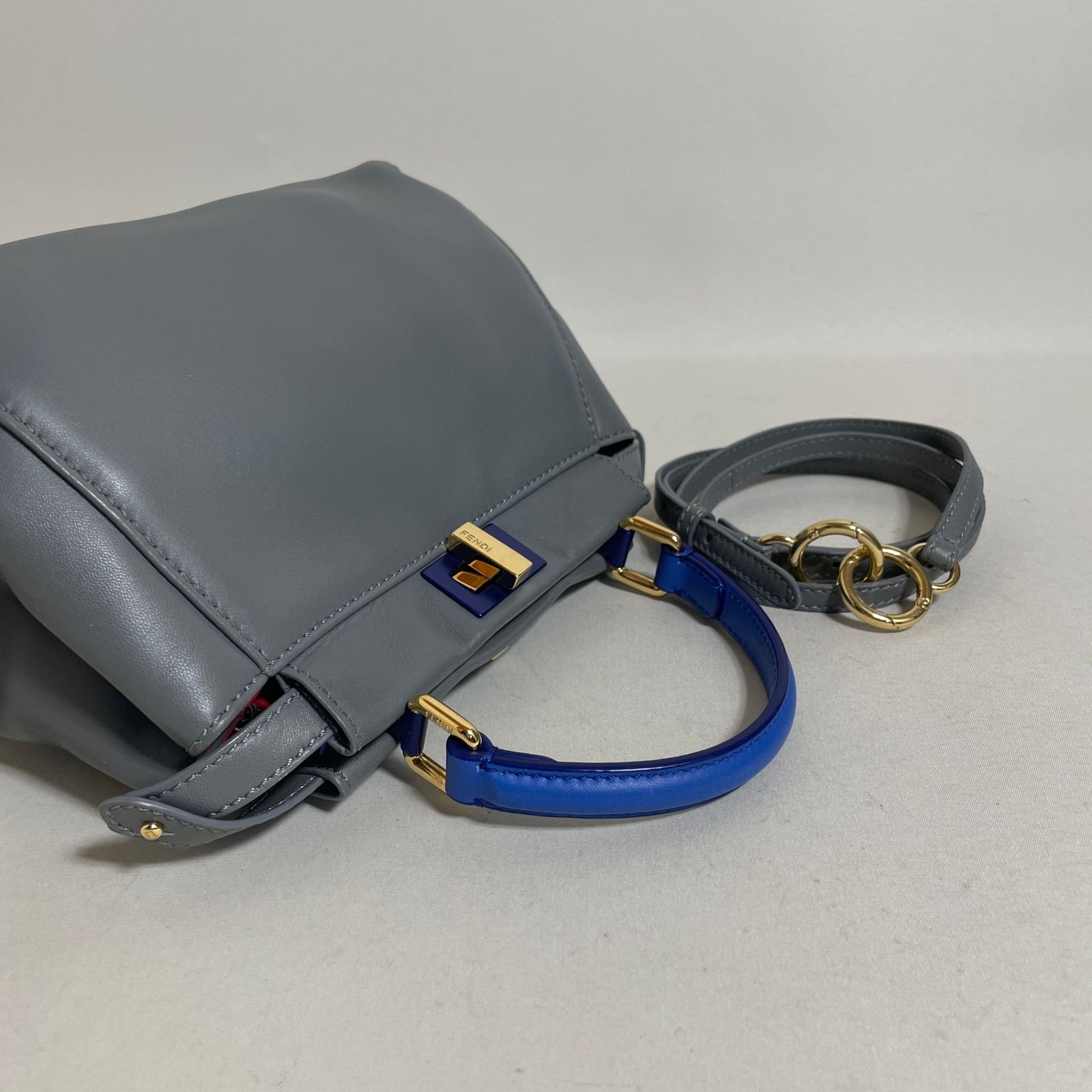 2603-292｜美品｜フェンディ ピーカブー ミニ 2WAYバッグ グレー 