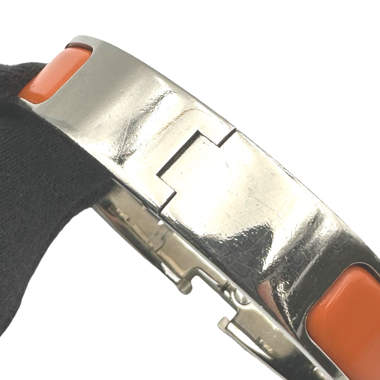 エルメス HERMES クリッククラック PM オレンジ/シルバー メタル