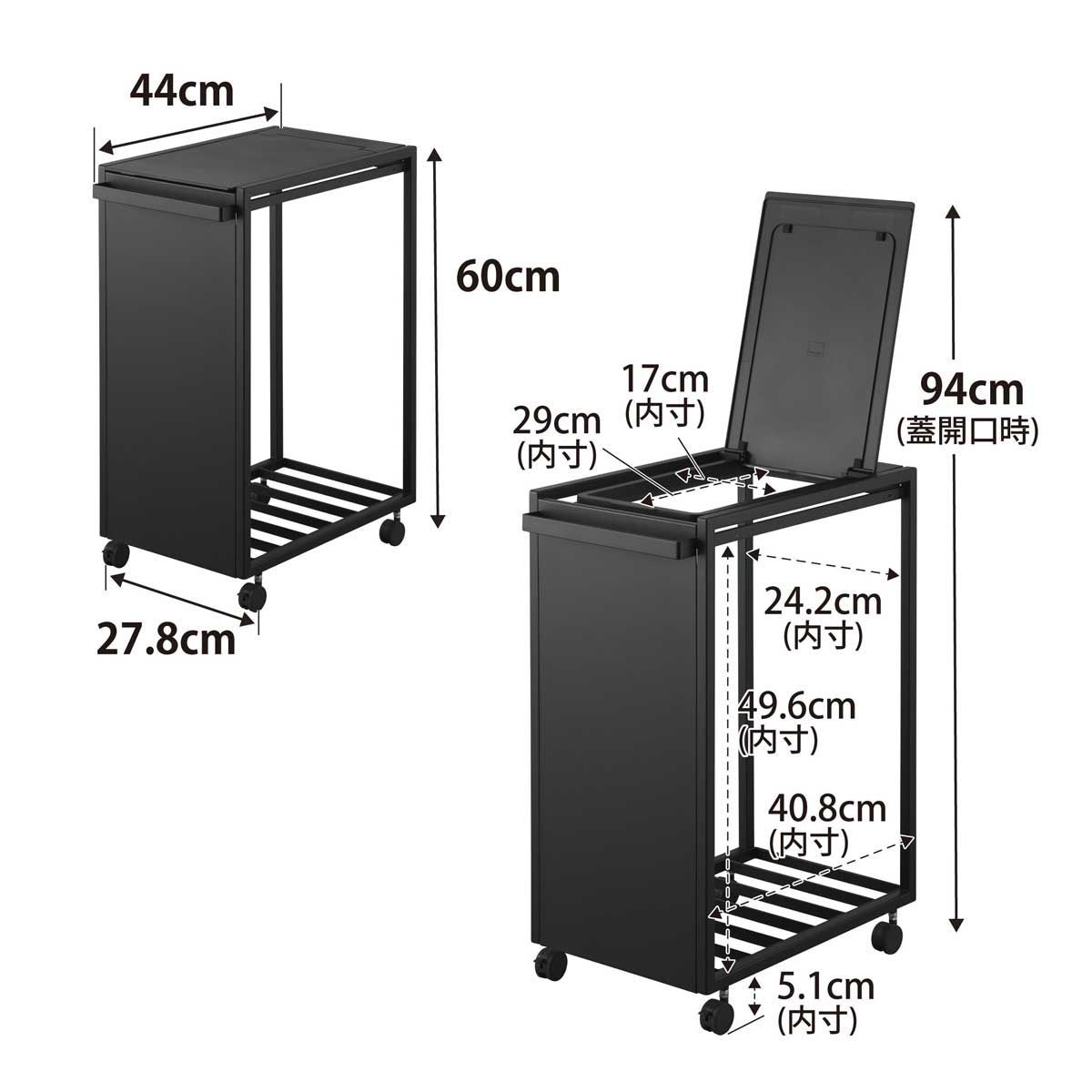 新品 送料無料 山崎実業 tower タワー スリム蓋付き目隠しダストワゴン 