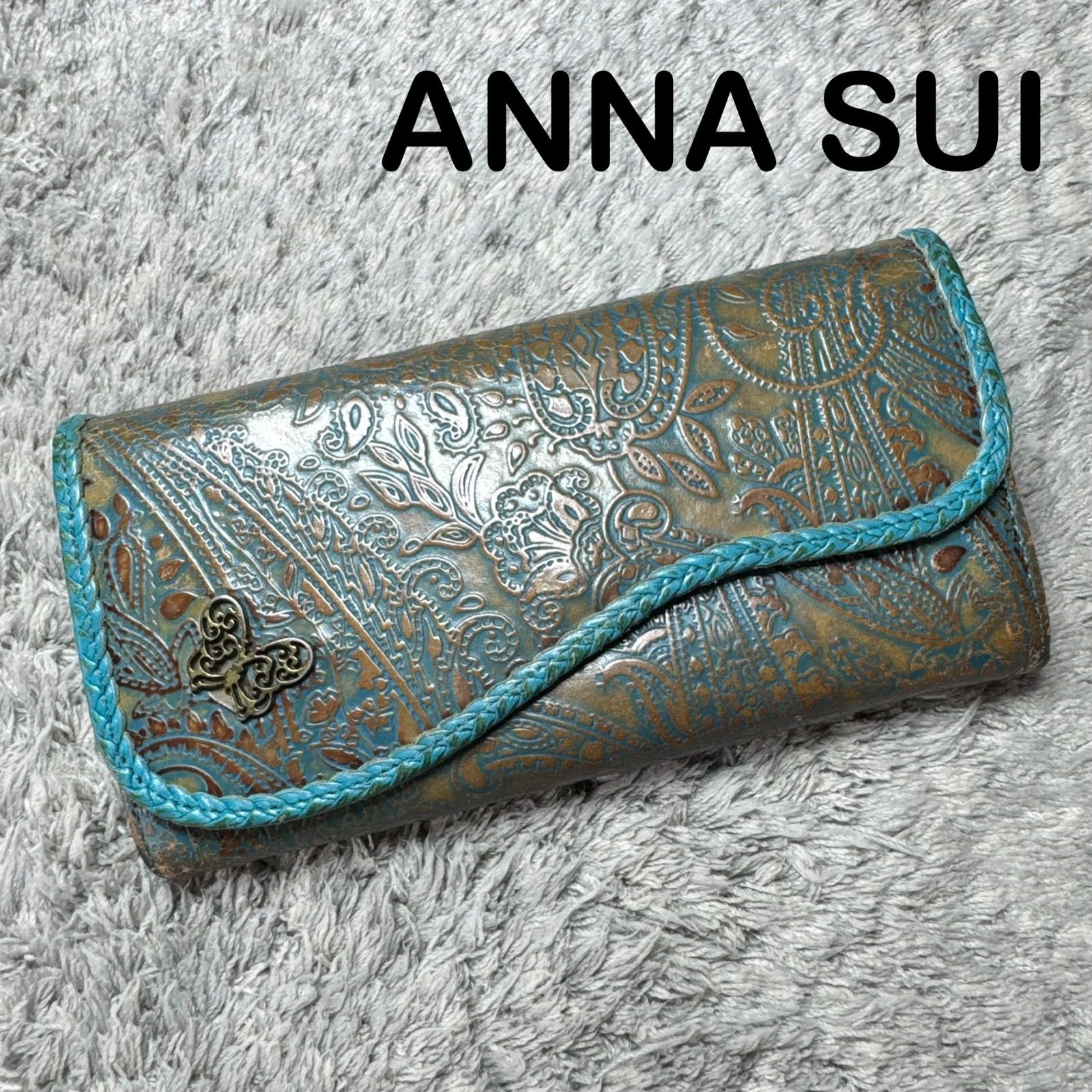 ANNA SUI アナスイ 長財布 本革 レザー がま口 エンボス - メルカリ