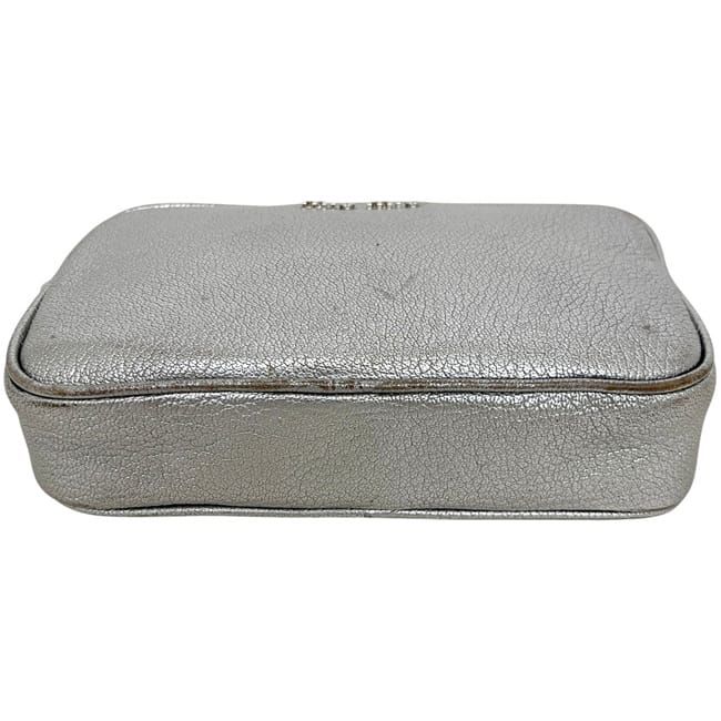 ミュウミュウ ミニ ショルダーバッグ シルバー 銀色 5ZH011 クロスボディ ポシェット レザー 中古 miu MIU MIU - ミュウミュウ ミニ ショルダーバッグ シルバー 銀色 5ZH011
