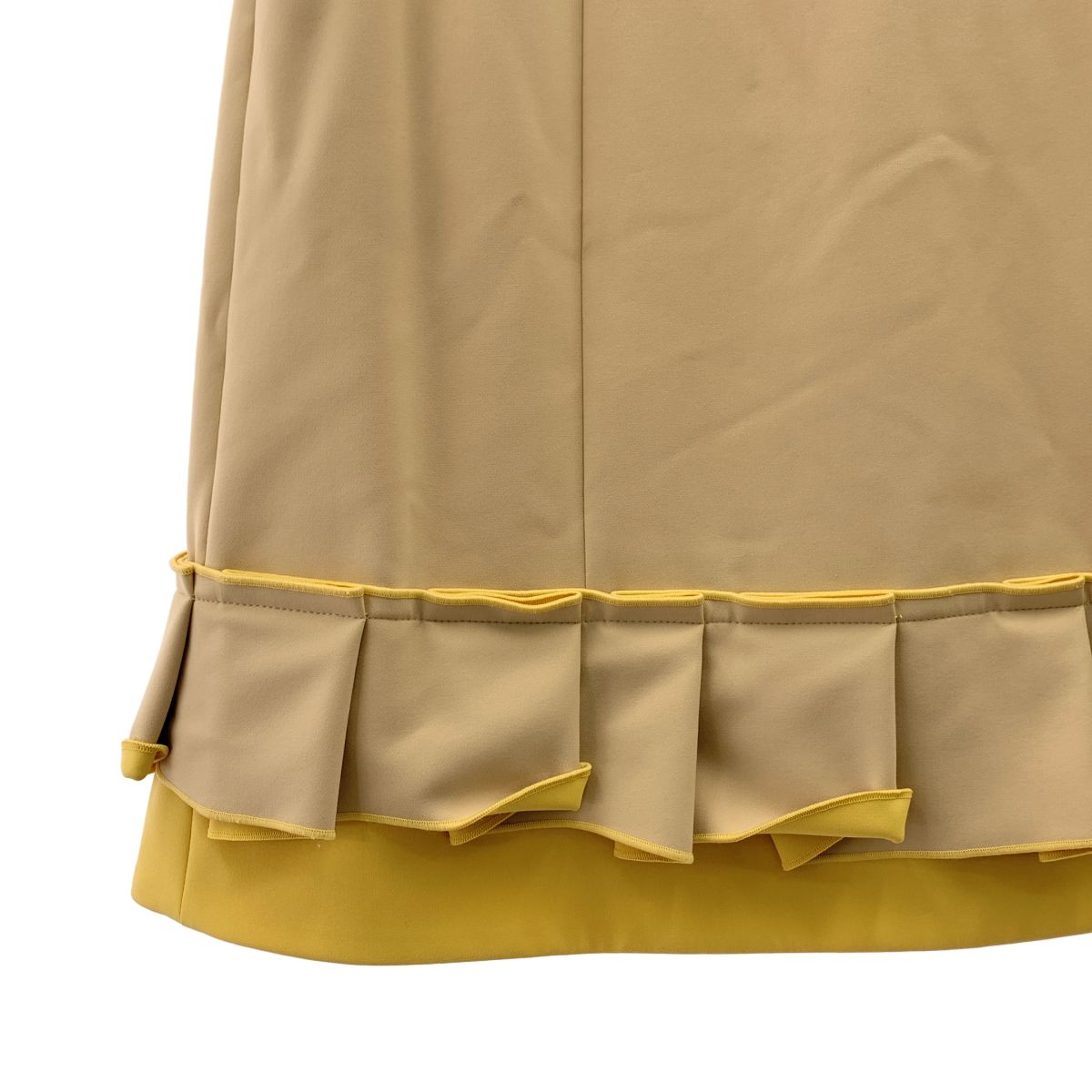 【美品】FOXEY ノースリーブワンピース 裾プリーツ 40 Aライン　ベージュ FOXEY NEW YORK / フォクシーニューヨーク | プリーツ ノースリーブ