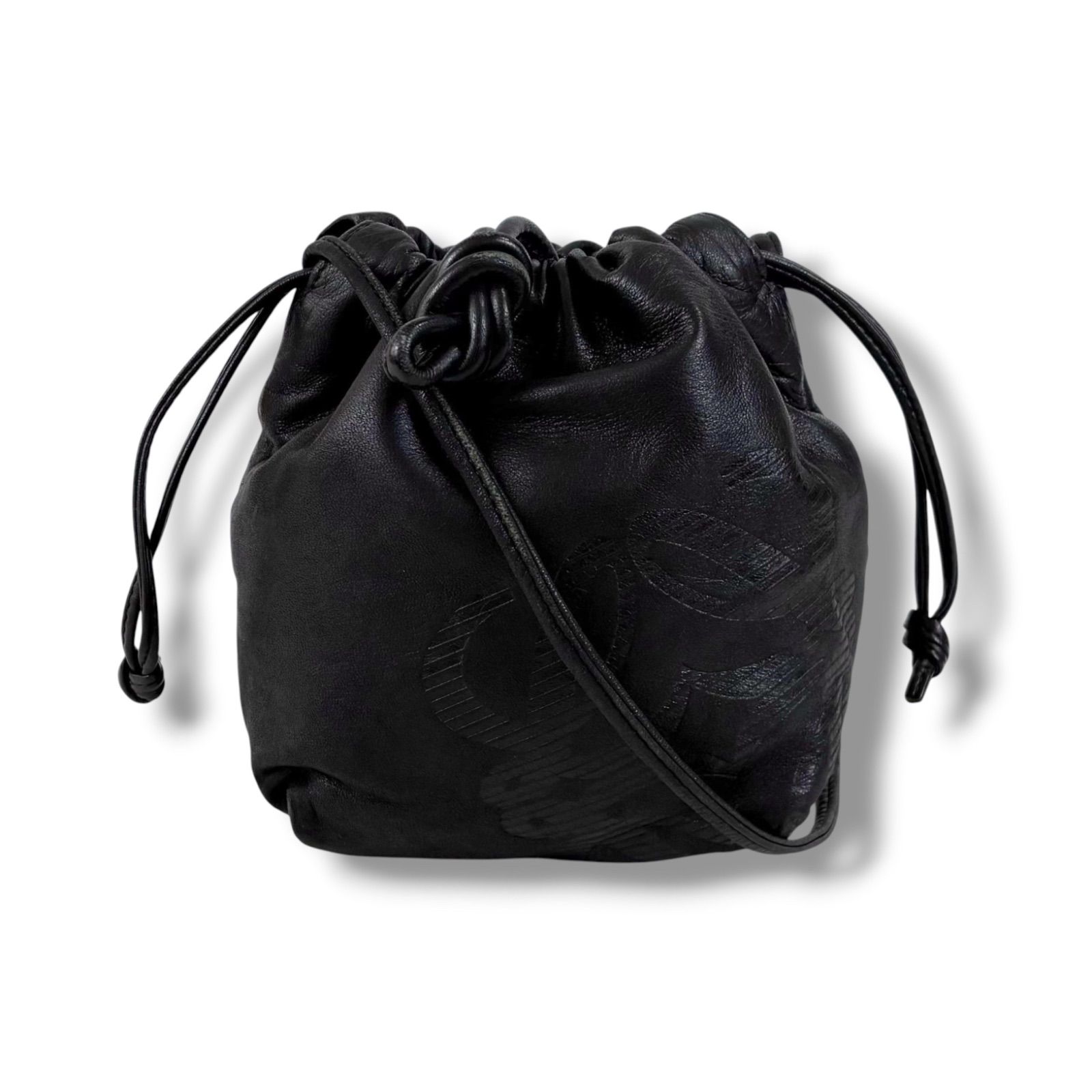 ロエベ LOEWE 巾着型 ショルダーバッグ ミニ ポシェット ブラック 黒