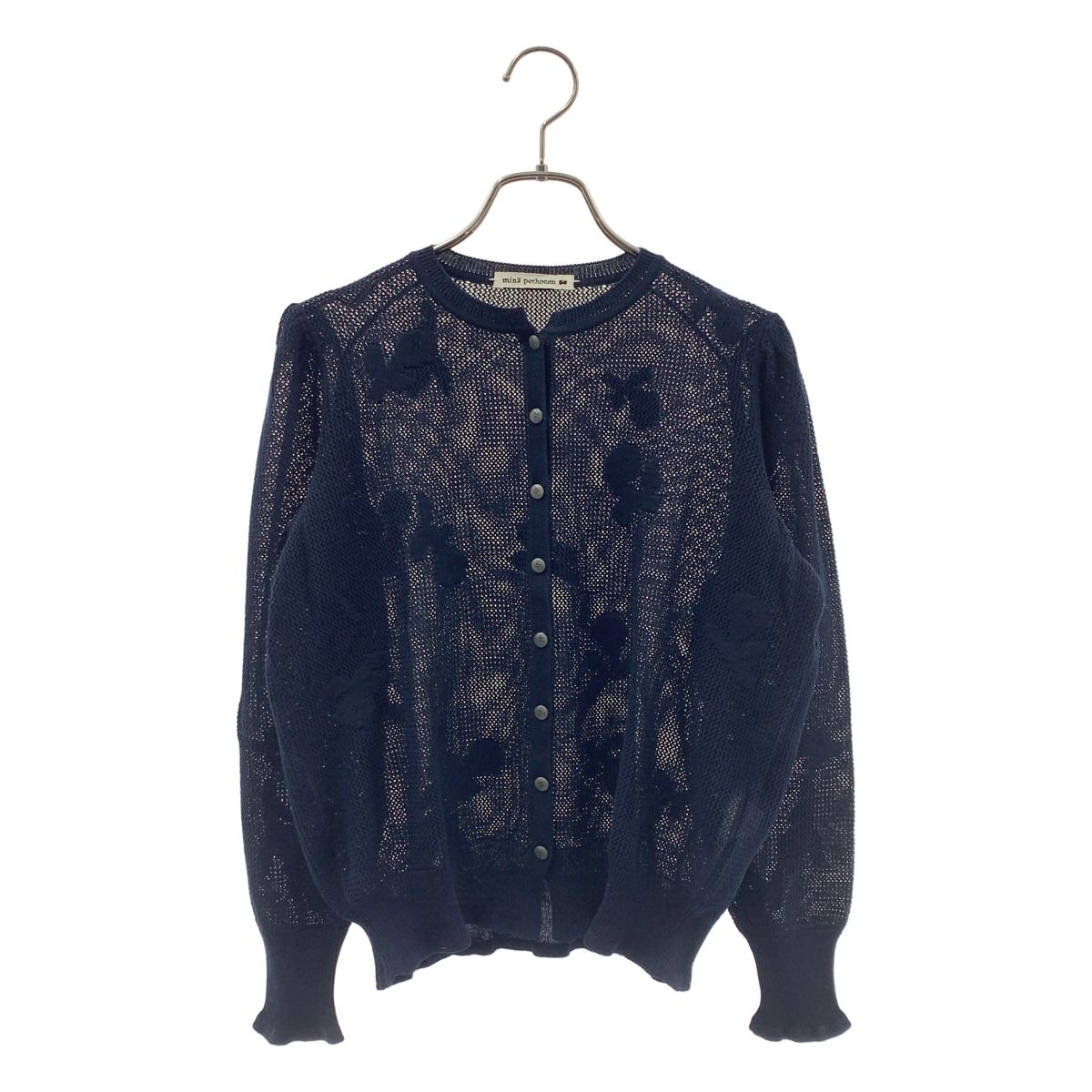 【美品】  mina perhonen / ミナペルホネン | 2021SS | faint shadow / コットン ニット トップス | 38 | ネイビー | レディース mina perhonen / ミナペルホネン | 2021SS | faint shadow / コットン