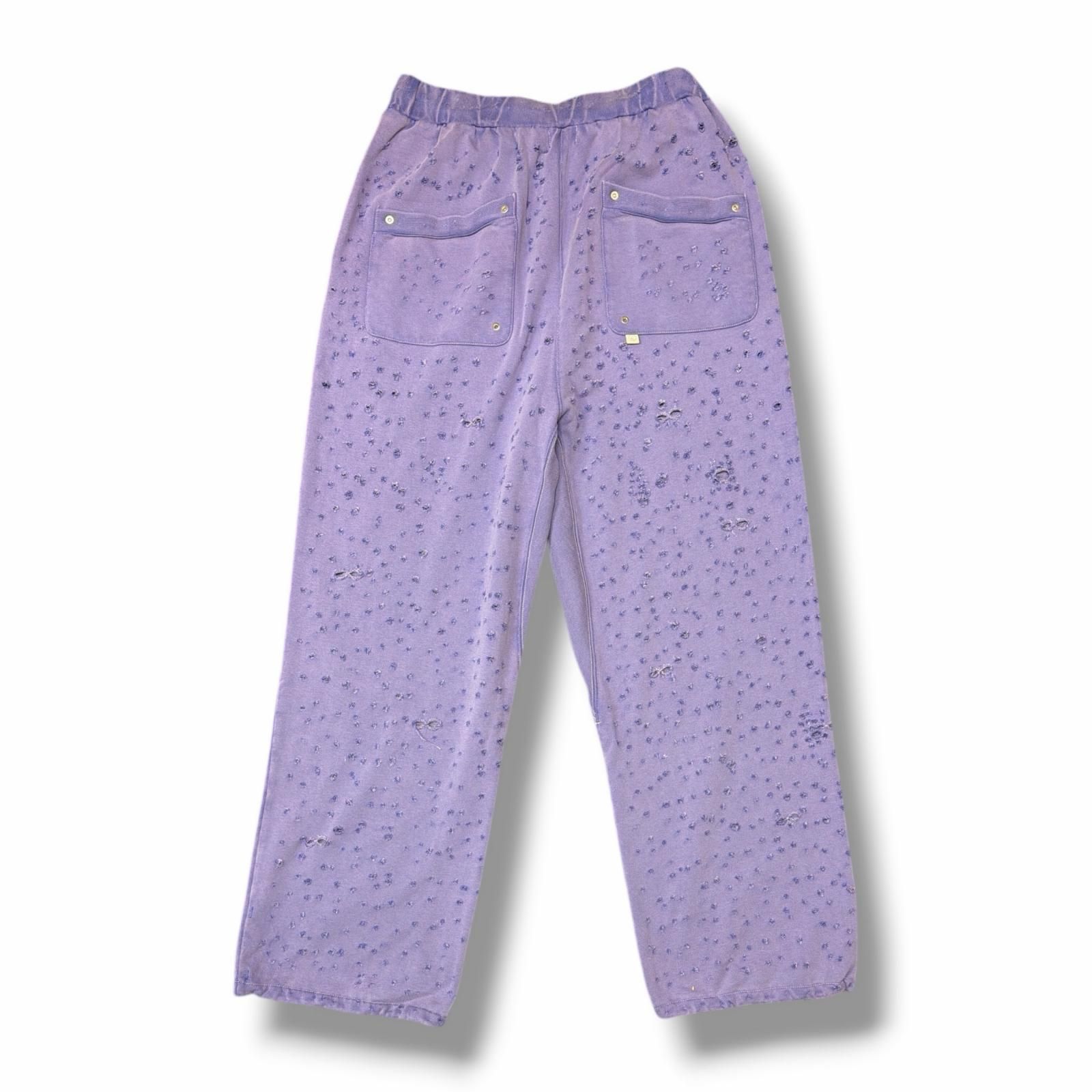 参考上代35200円 未使用 FAF(Fake As Flowers) 25SS Damaged Baggy Sweat Pants ダメージ加工スウェットパンツ エフエーエフ(フェイクアスフラワーズ) 3121401 パープル 2 （12646M） 参考上代35200円 未使用 FAF(Fake As Flowers) 25SS Damaged Baggy