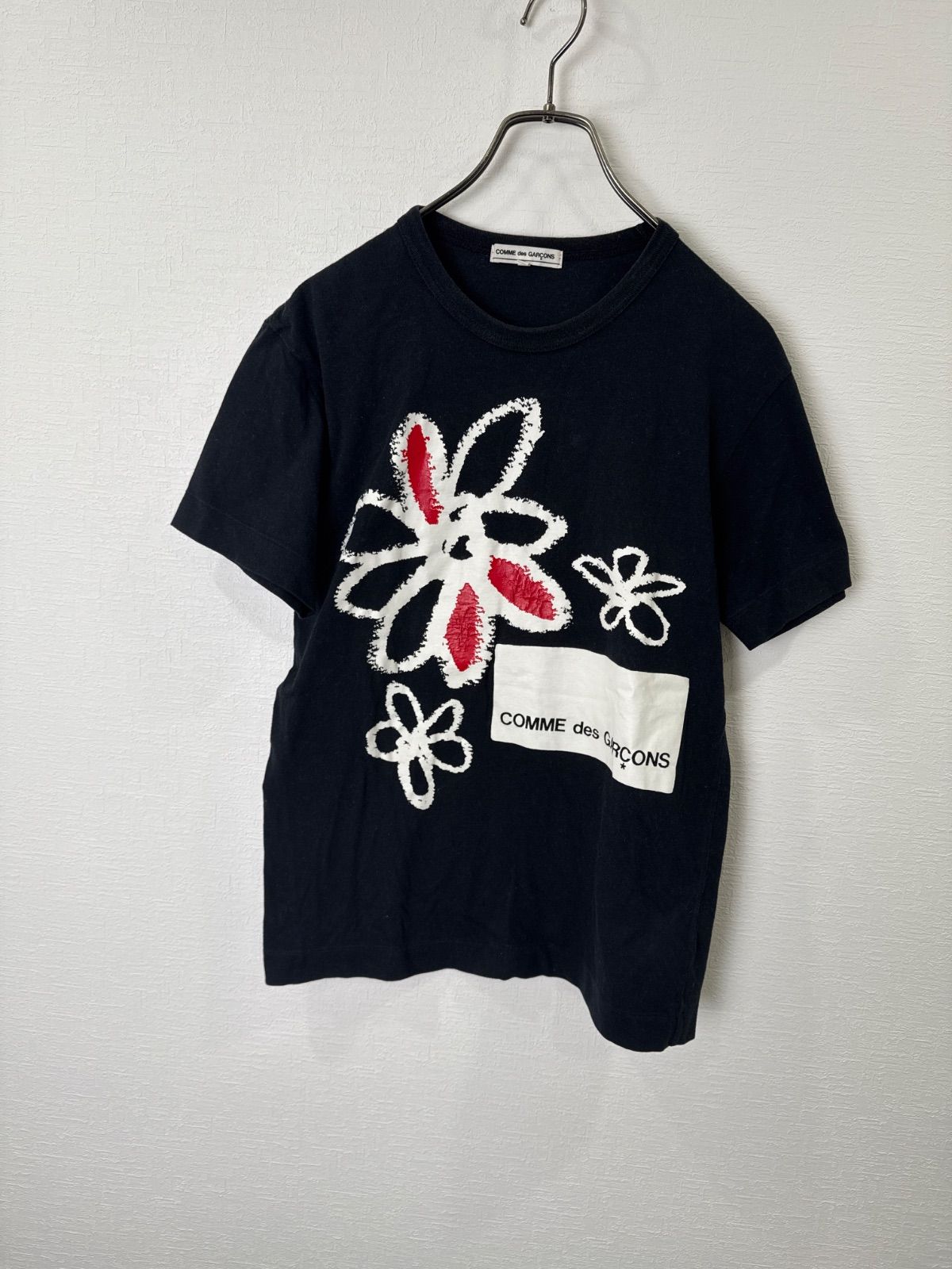 tricot COMME des GARCONS 黒 フラワー柄 半袖Tシャツ S00084 