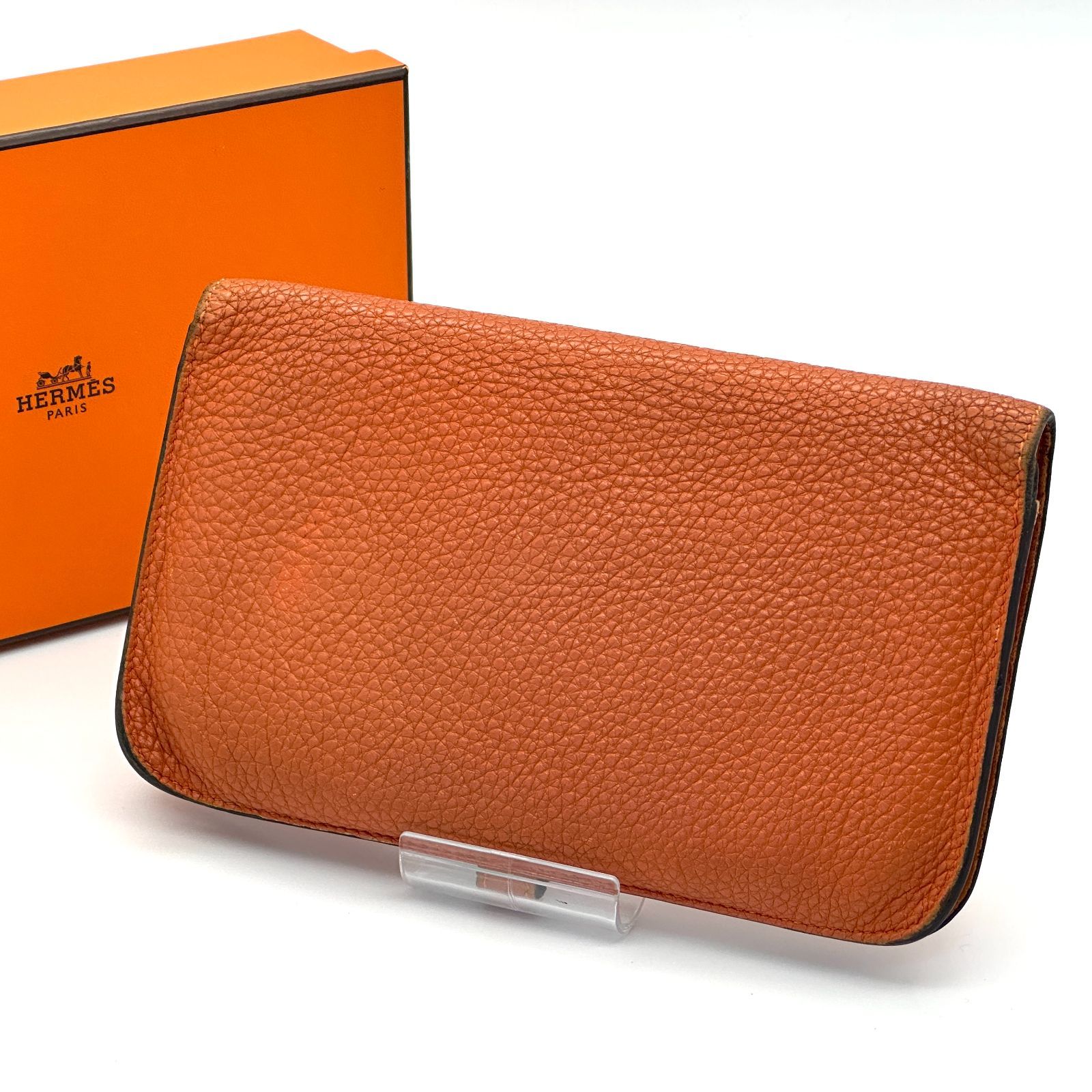 極美品HERMES エルメス ドゴンGM □G刻印 オレンジ エルメス ドゴン 
