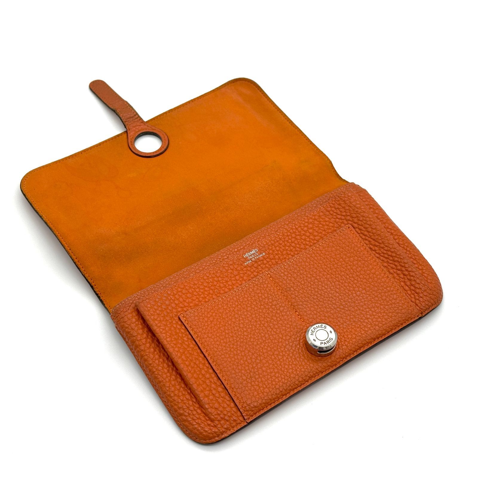 極美品】HERMES エルメス ドゴンGM □G刻印 オレンジ 長財布 - メルカリ