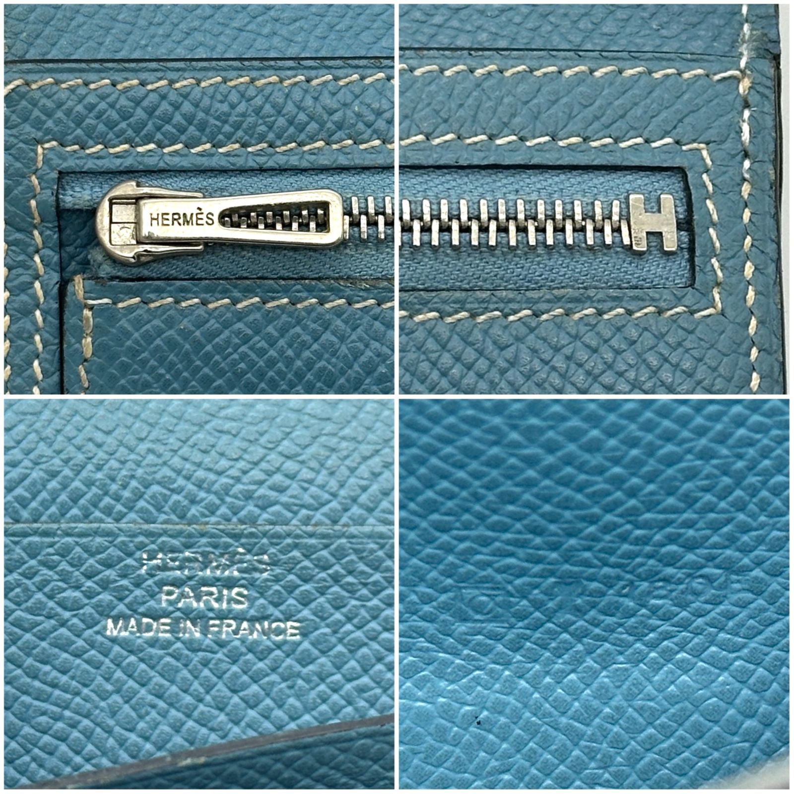【極美品】HERMES エルメス　べアンスフレ　ブルージーン　□O　長財布 極美品】HERMES エルメス べアンスフレ ブルージーン □O 長財布