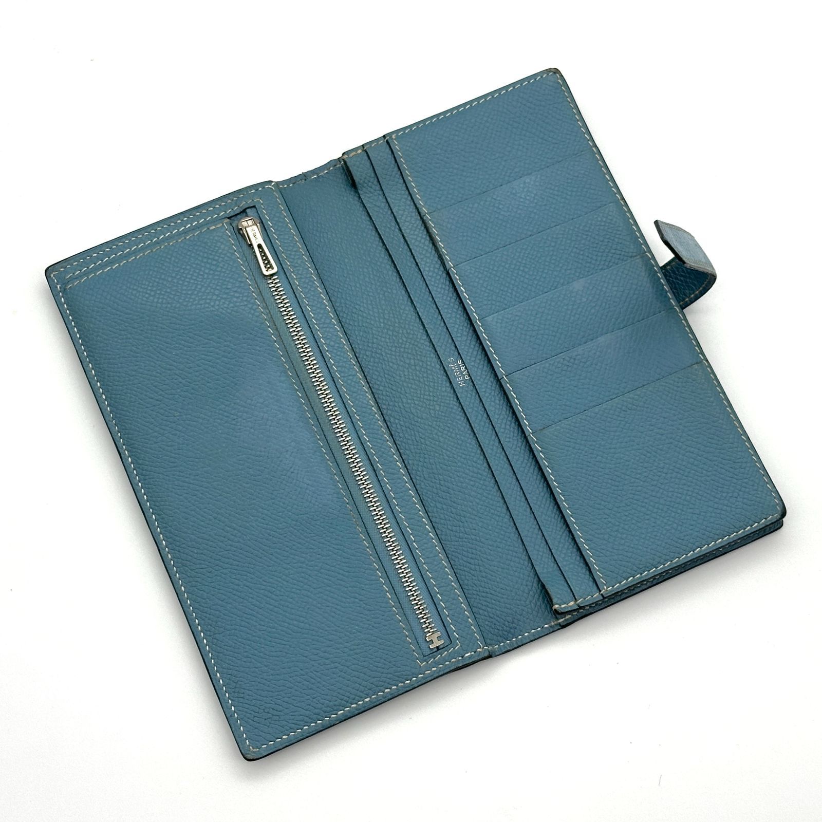 【極美品】HERMES エルメス　べアンスフレ　ブルージーン　□O　長財布 極美品】HERMES エルメス べアンスフレ ブルージーン □O 長財布