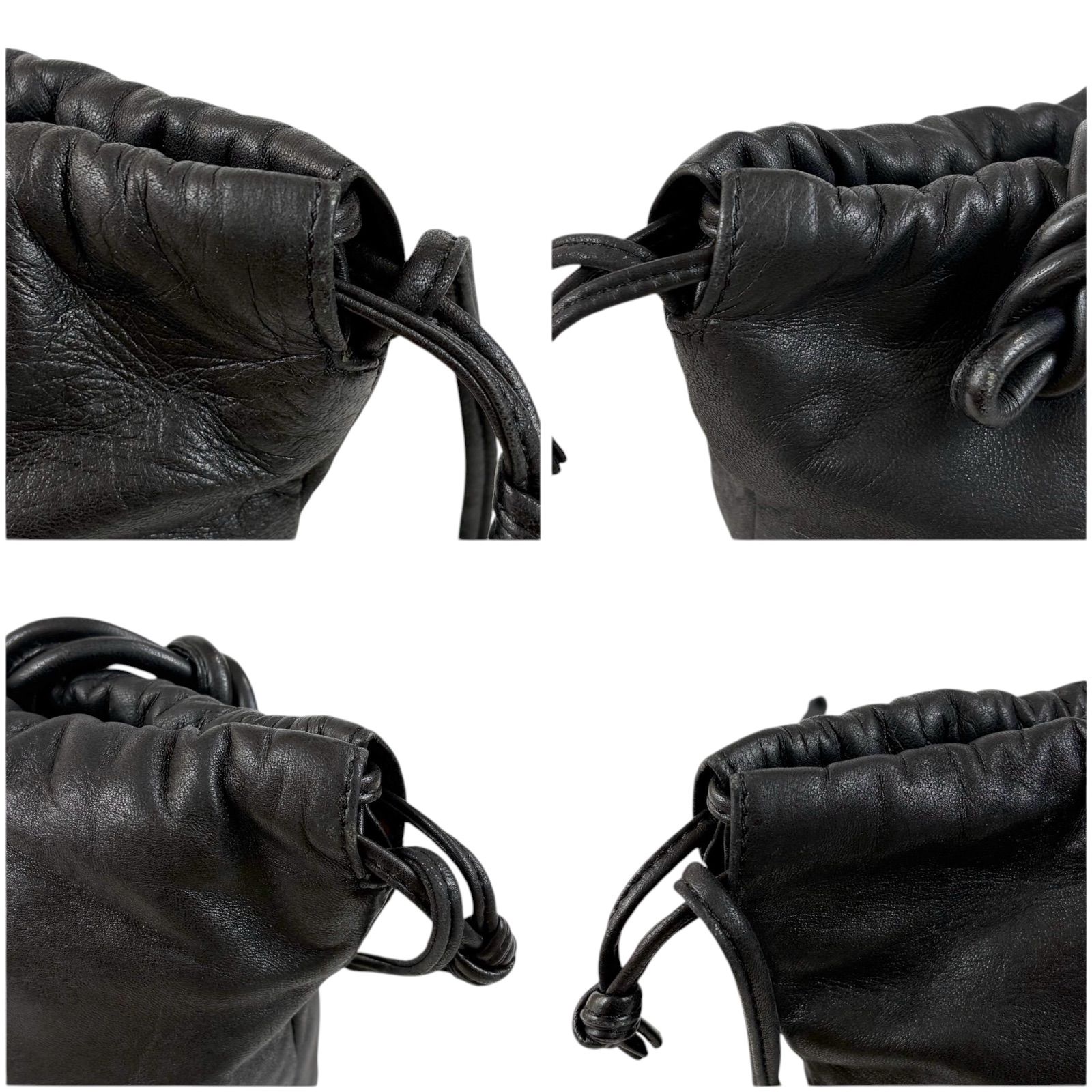 LOEWE ロエベ アナグラム 巾着 ミニ ショルダーバッグ ポシェット 黒 LOEWE ロエベ アナグラム ナッパレザー 巾着 ミニバッグ ショルダー