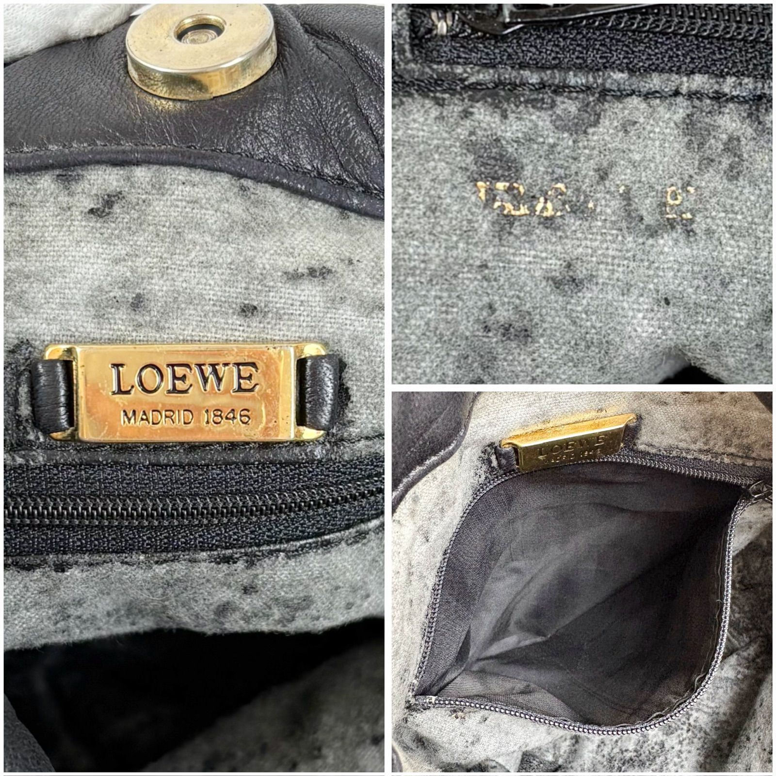 LOEWE ロエベ アナグラム 巾着 ミニ ショルダーバッグ ポシェット 黒 LOEWE ロエベ アナグラム ナッパレザー 巾着 ミニバッグ ショルダー