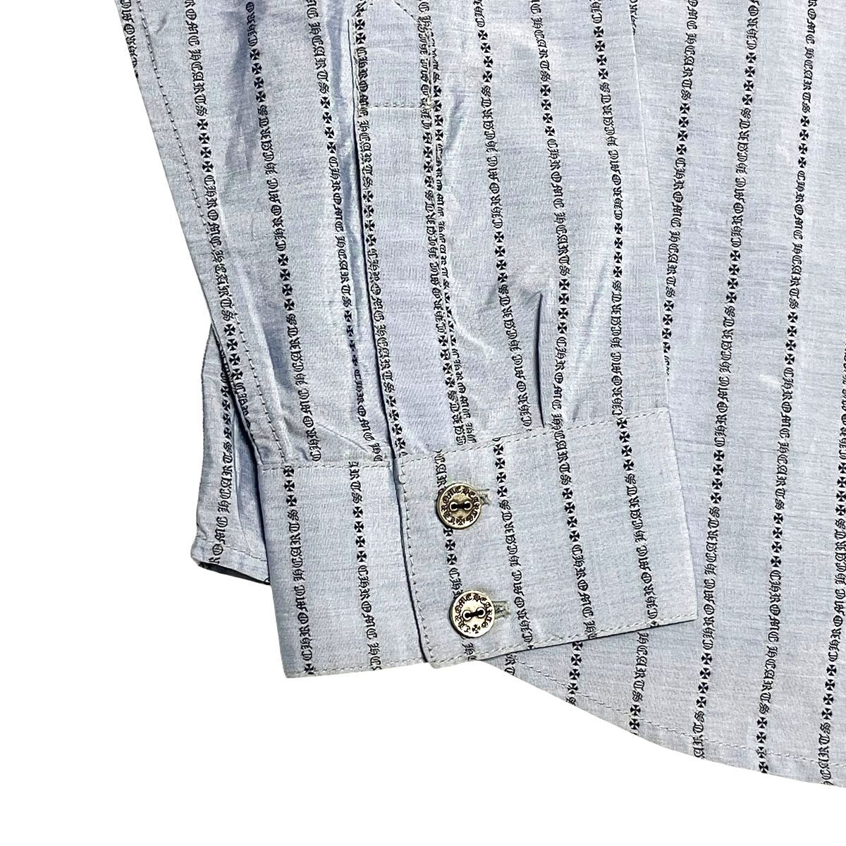 中古】 CHROME HEARTS クロムハーツ ロゴ ストライプ 長袖シャツ Y NOT 