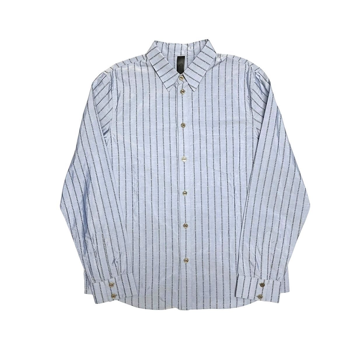 【中古】 CHROME HEARTS クロムハーツ ロゴ ストライプ 長袖シャツ Y NOT ワイノット SV925 シルバー ボタン メンズ レディース 26000968 AO 中古】 CHROME HEARTS クロムハーツ ロゴ ストライプ 長袖シャツ Y NOT