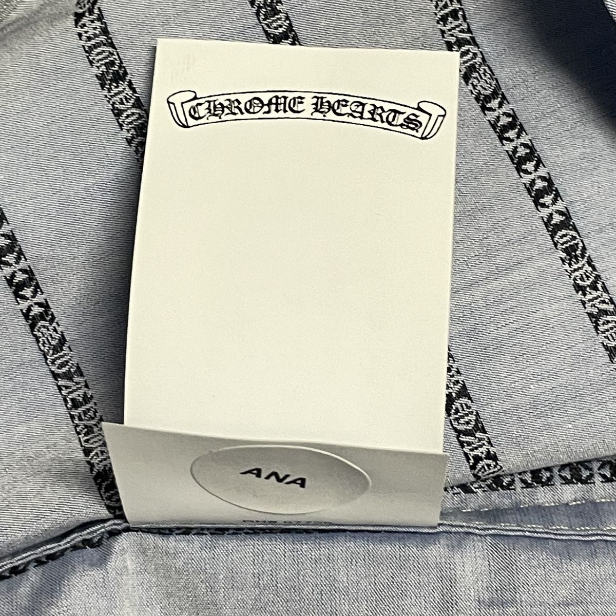 中古】 CHROME HEARTS クロムハーツ ロゴ ストライプ 長袖シャツ Y NOT