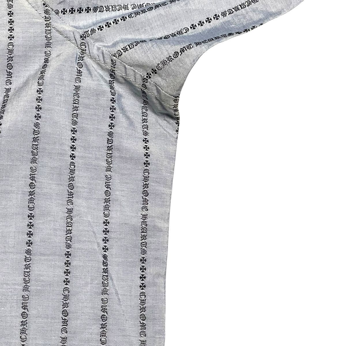 中古】 CHROME HEARTS クロムハーツ ロゴ ストライプ 長袖シャツ Y NOT
