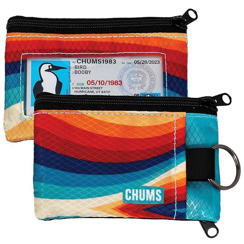 Chums (チャムス) サーフショーツ財布 - 軽量スリムウォレット RFIDブロッキングカード&クリアIDウィンドウ付き - ファスナー付き、ミニマリスト財布 キーリング付き(カーブ) 1