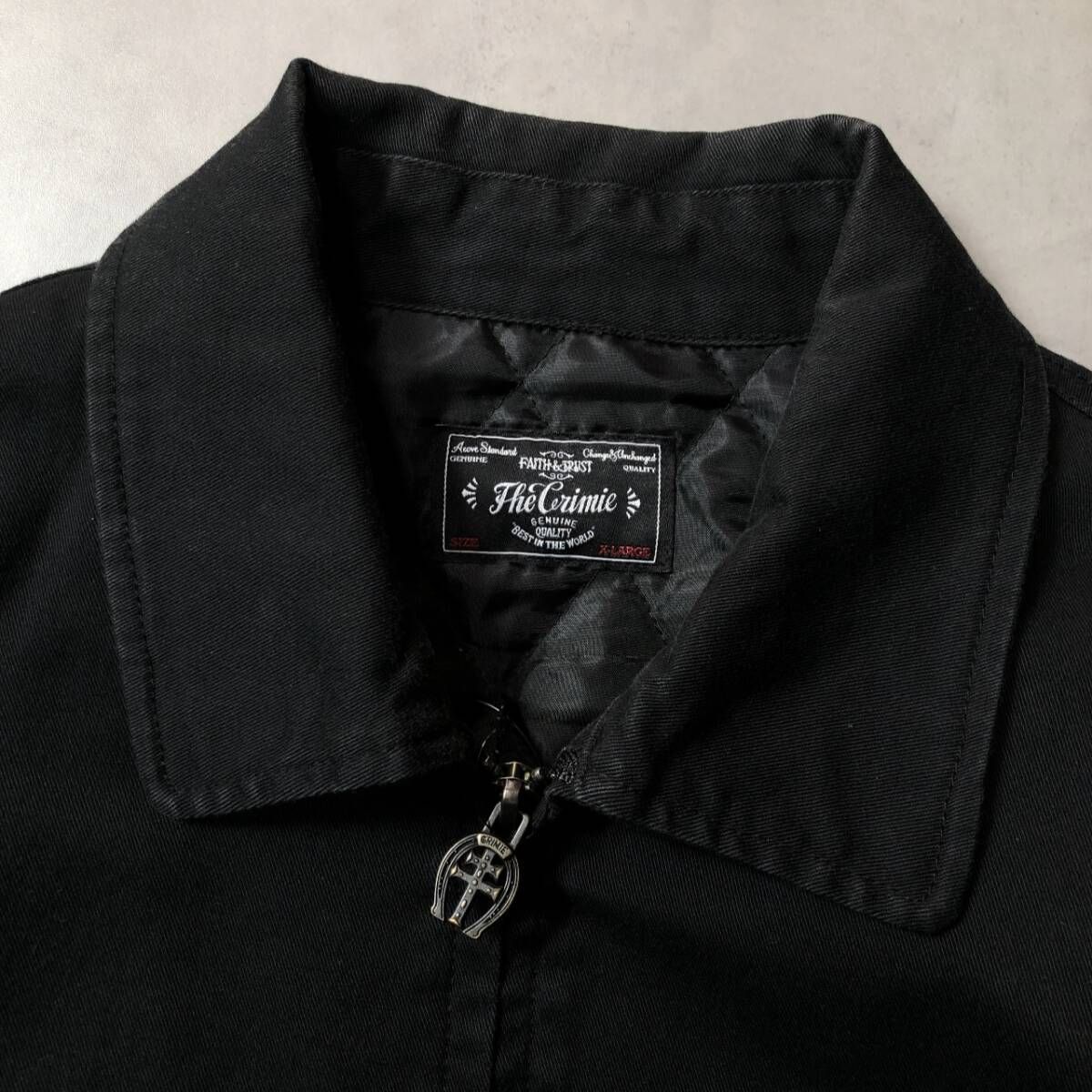 GQ5252◇The CRIMIE : マリア刺繍 ワークジャケット◇XL◇黒 裏