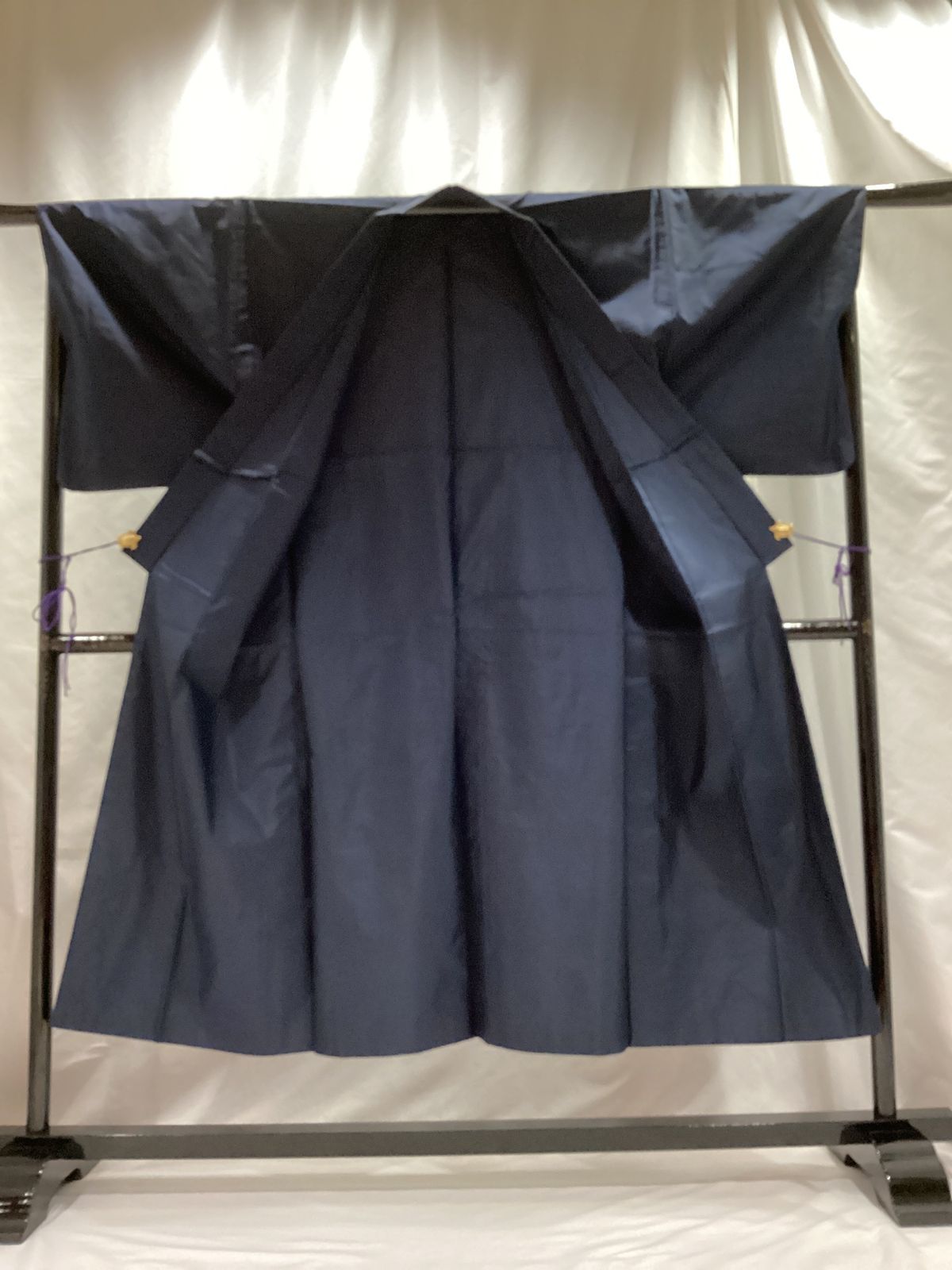 男物大島紬アンサンブル/藍泥/正絹/証紙付/適応身長165~169㎝/12466