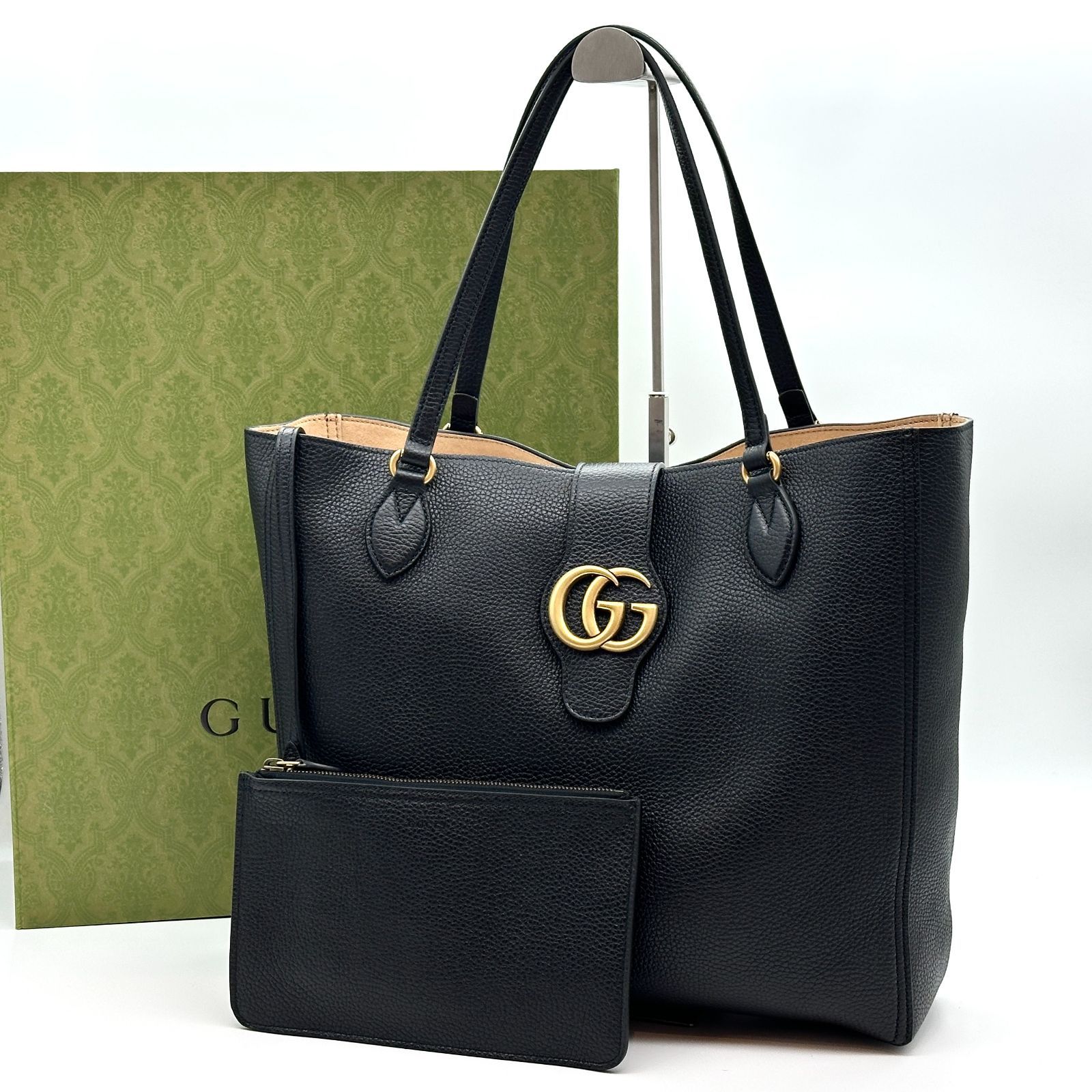 GUCCI グッチ　マーモント　ハンドバッグ　黒 ポーチ付き