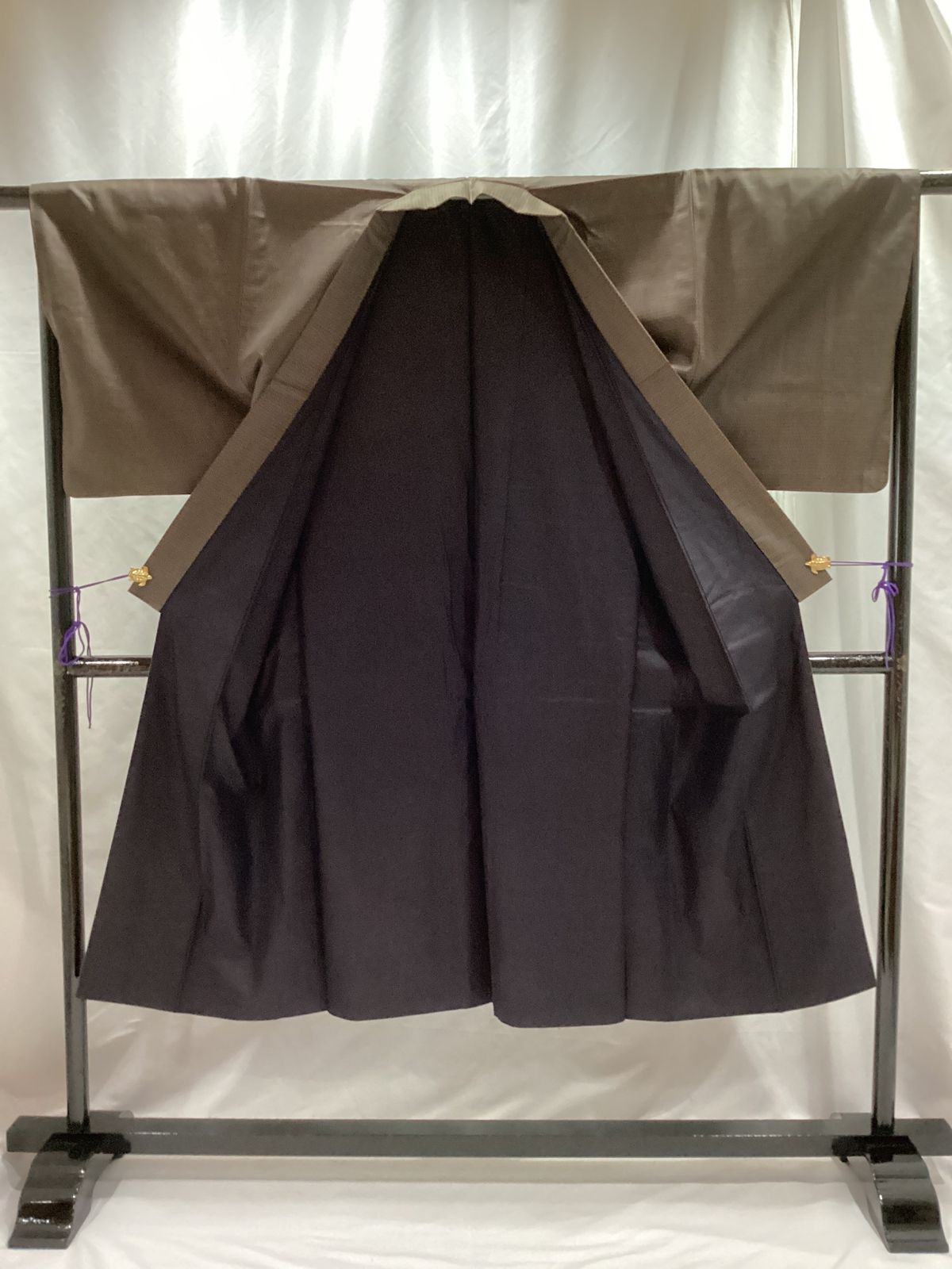 男物大島紬アンサンブル/美品/正絹/こげ茶/適応身長157～162㎝/11302 男物大島紬アンサンブル/美品/正絹/こげ茶/適応身長157～162㎝/11302